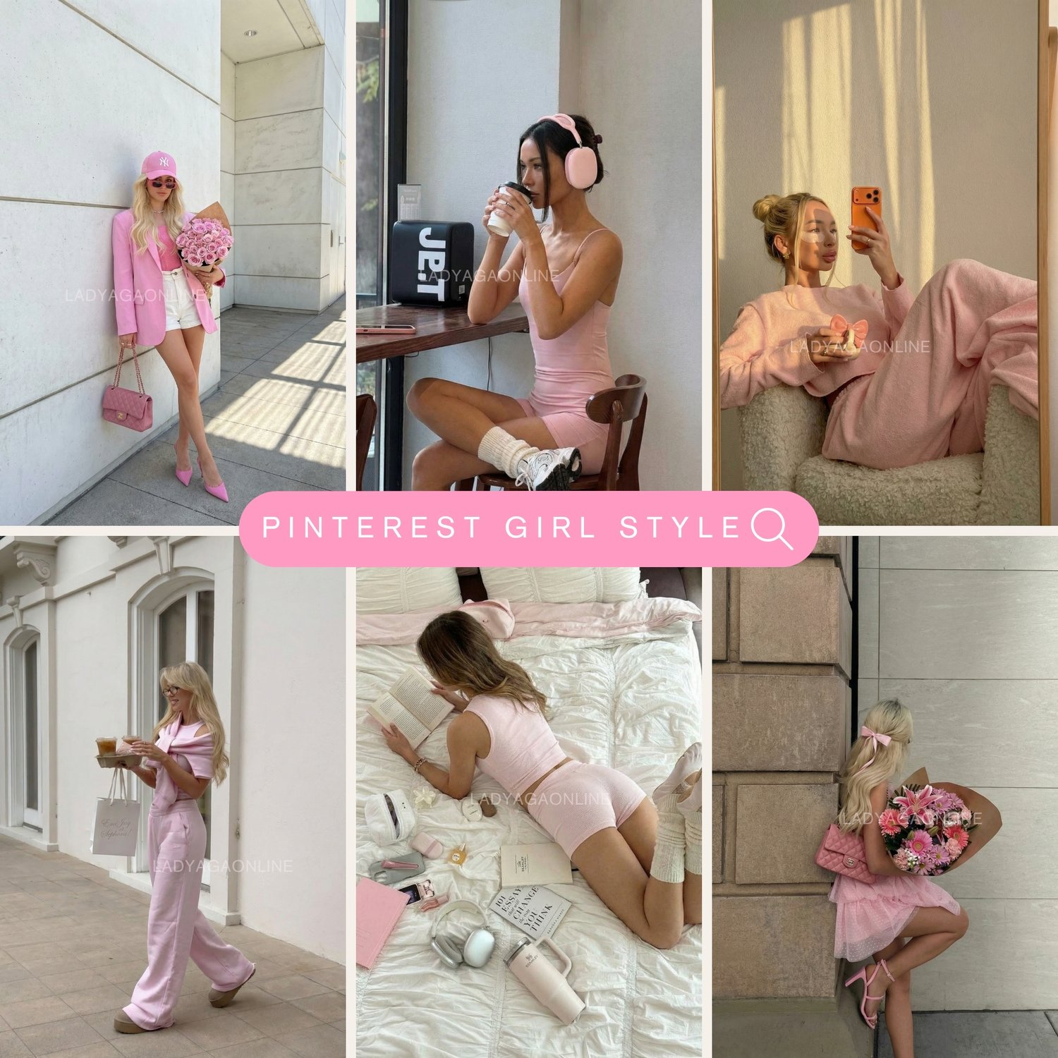 UGC Lifestyle Stock Photos, This Pinterest-inspired Clean Girl Pink Woman Image Bundle features stunning, vibrant images perfect for your social media posts.