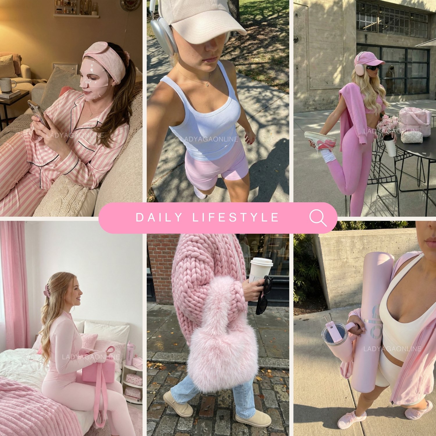 UGC Lifestyle Stock Photos, This Pinterest-inspired Clean Girl Pink Woman Image Bundle features stunning, vibrant images perfect for your social media posts.