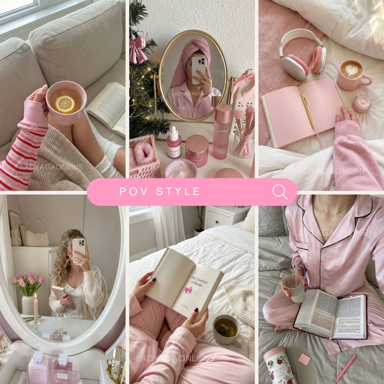 UGC Lifestyle Stock Photos, This Pinterest-inspired Clean Girl Pink Woman Image Bundle features stunning, vibrant images perfect for your social media posts.