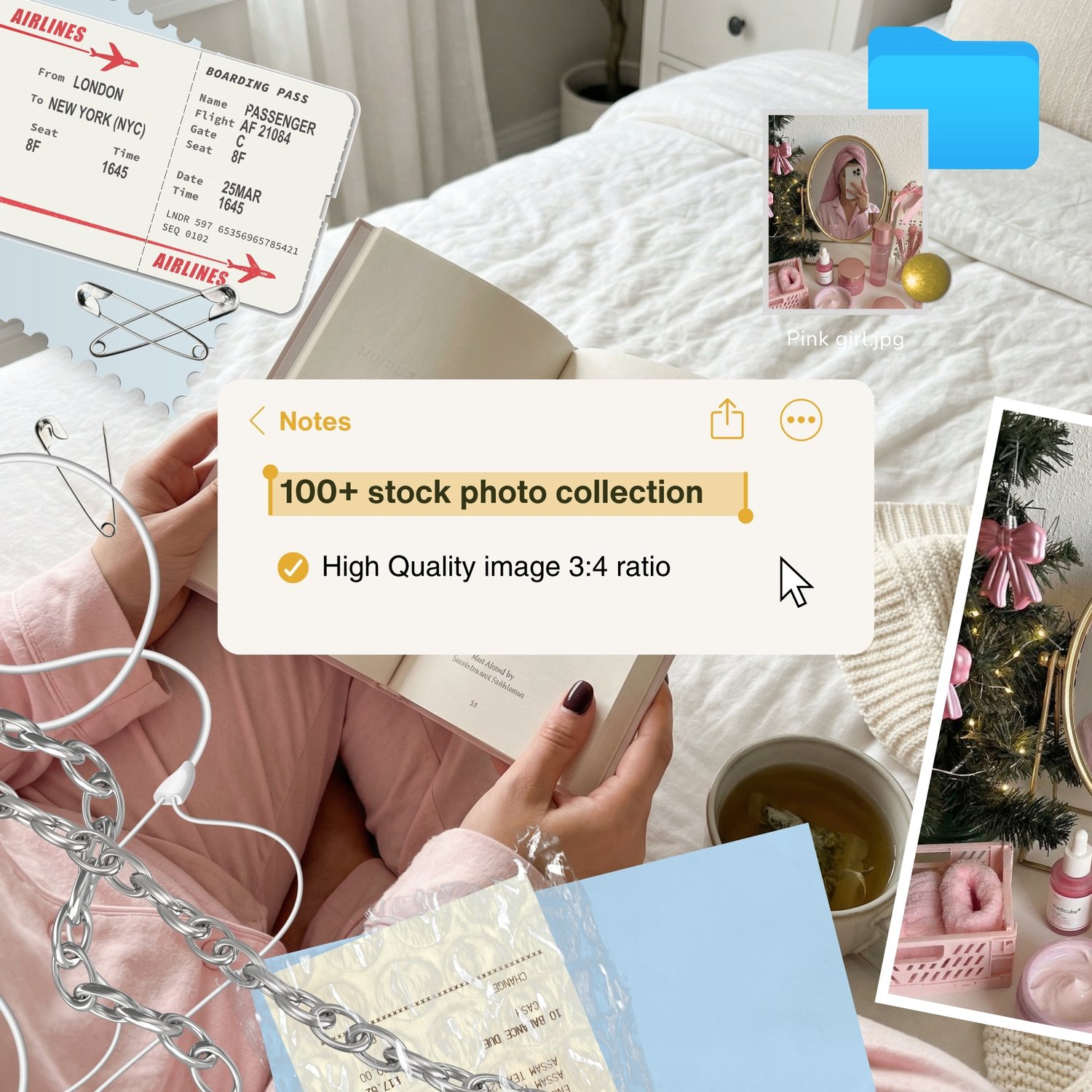 UGC Lifestyle Stock Photos, This Pinterest-inspired Clean Girl Pink Woman Image Bundle features stunning, vibrant images perfect for your social media posts.