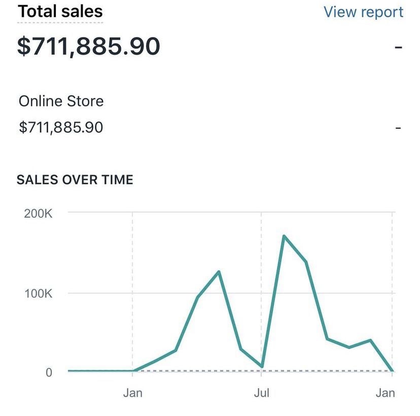 student sales dashboard from selling digital products