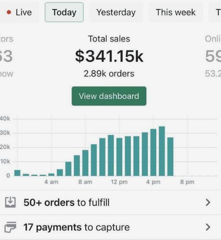 student sales dashboard from selling digital products