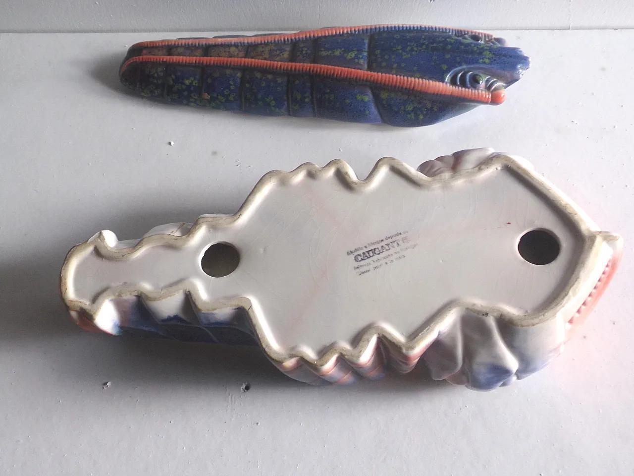 vintage blue lobster faience terrine signed michel caugant