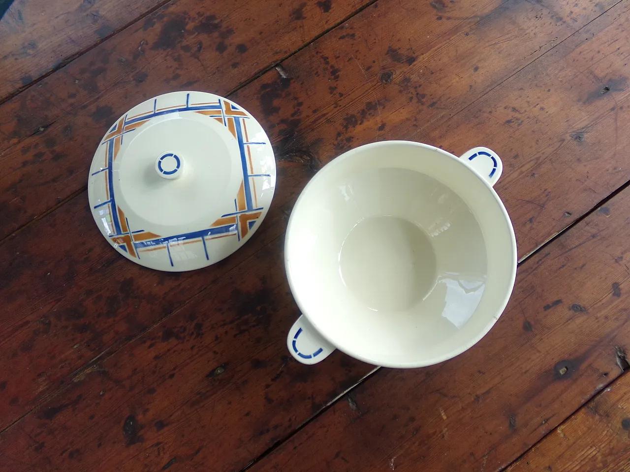 french vintage soup tureen signed badonviller, 30s