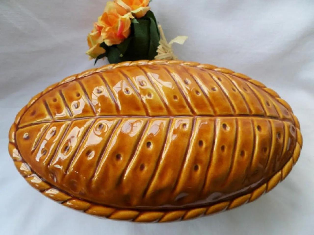 vintage faience terrine Puff Pastry Pie motif by michel caugant