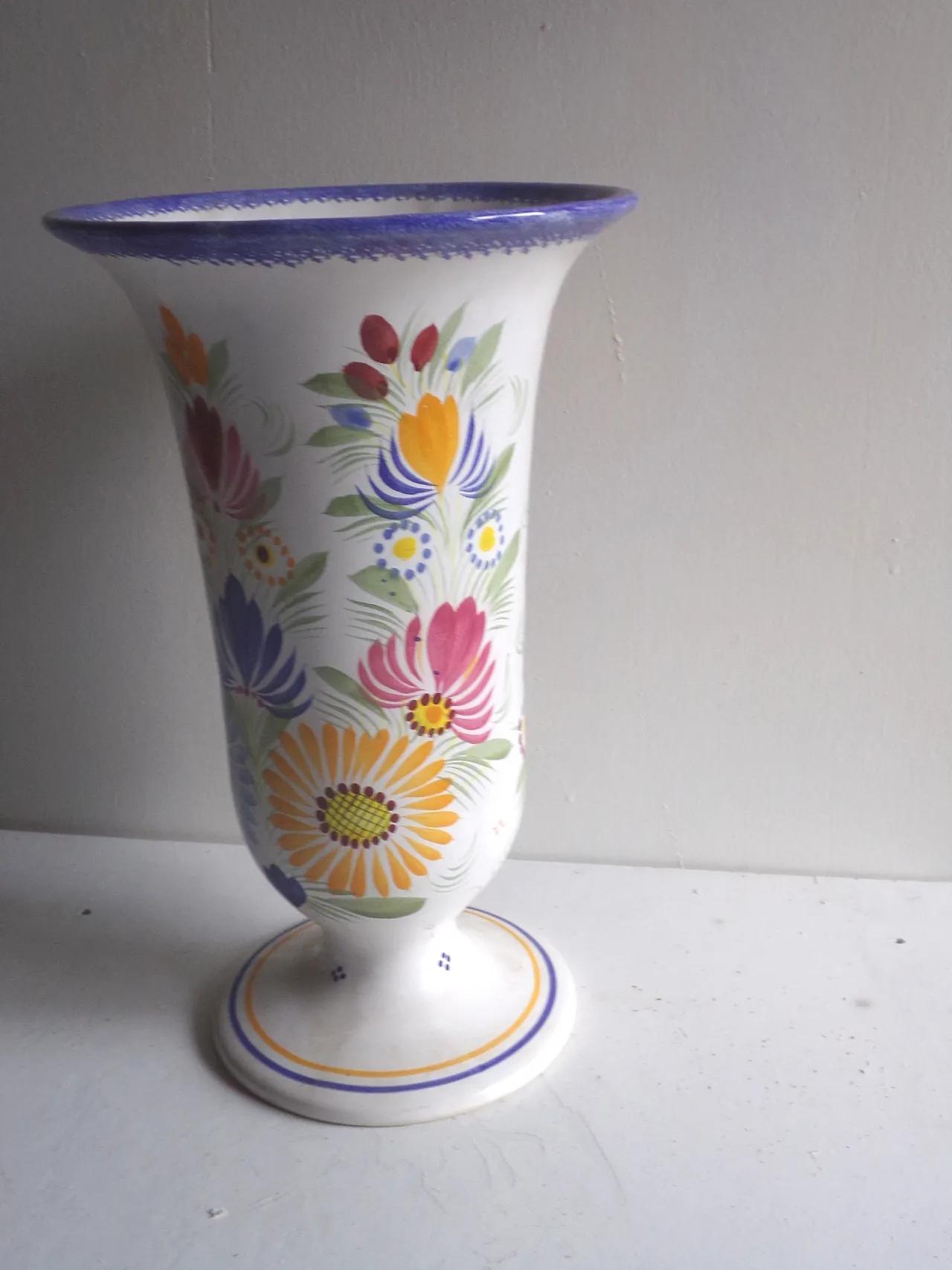 rare Quimper HB Henriot vase  fleuri royal motif