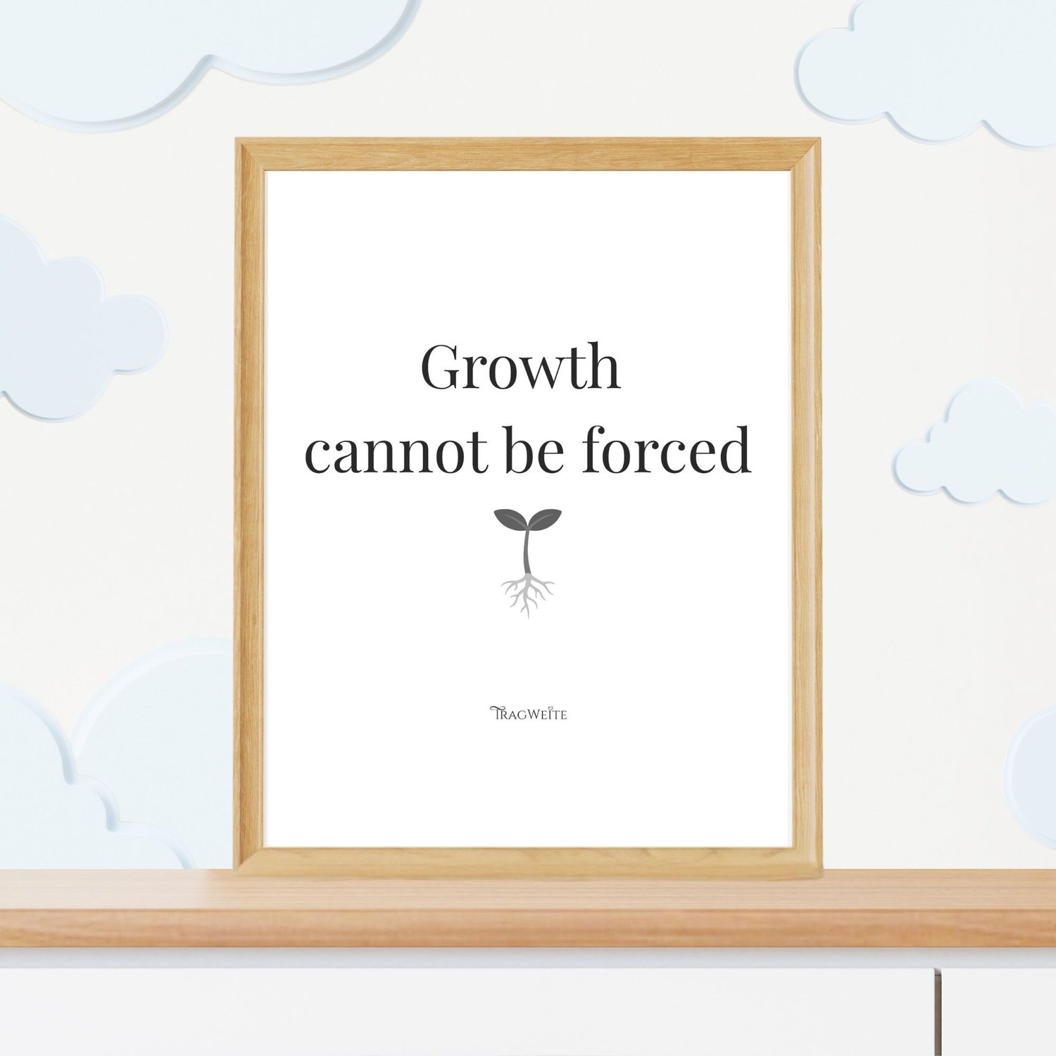 B&W growth poster in kids room, conscious parenting wall art