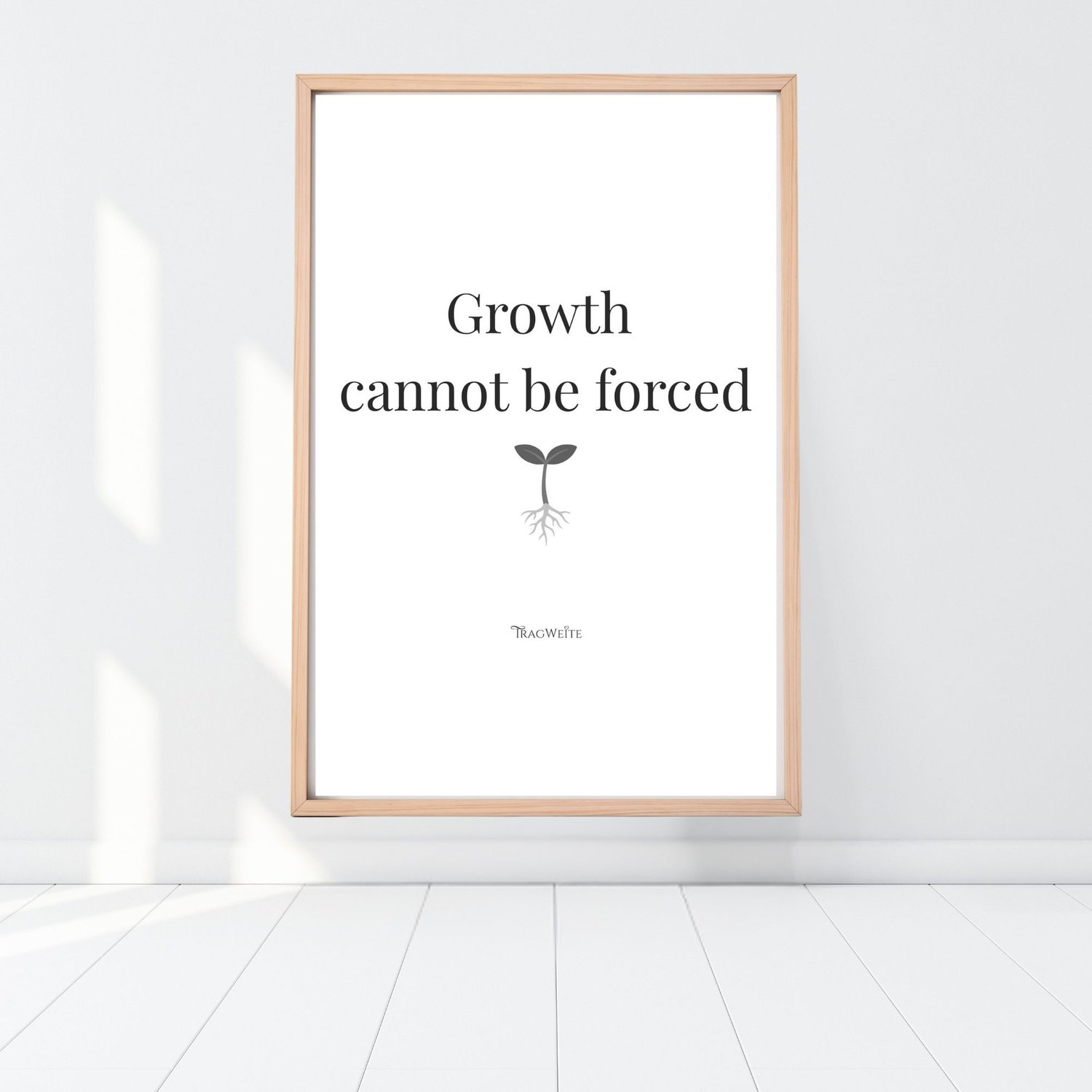 B&W printable poster floor mockup, instant download wall art
