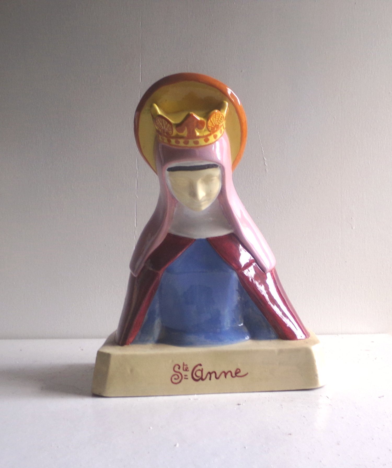 Henriot Quimper sainte anne bust sculpture by Anie Mouroux, 30s