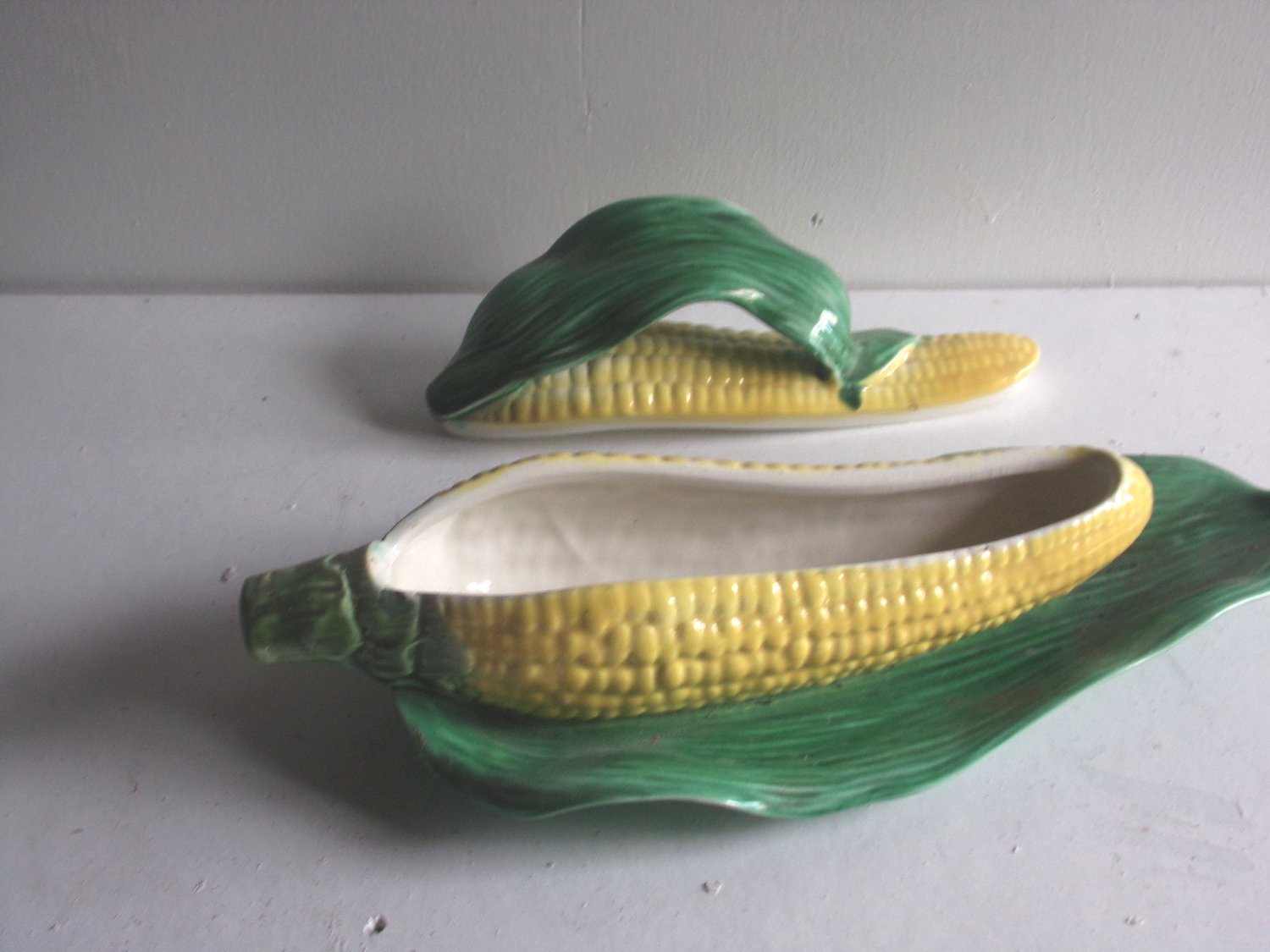 corn on the cob, realistic majolica lidded tureen