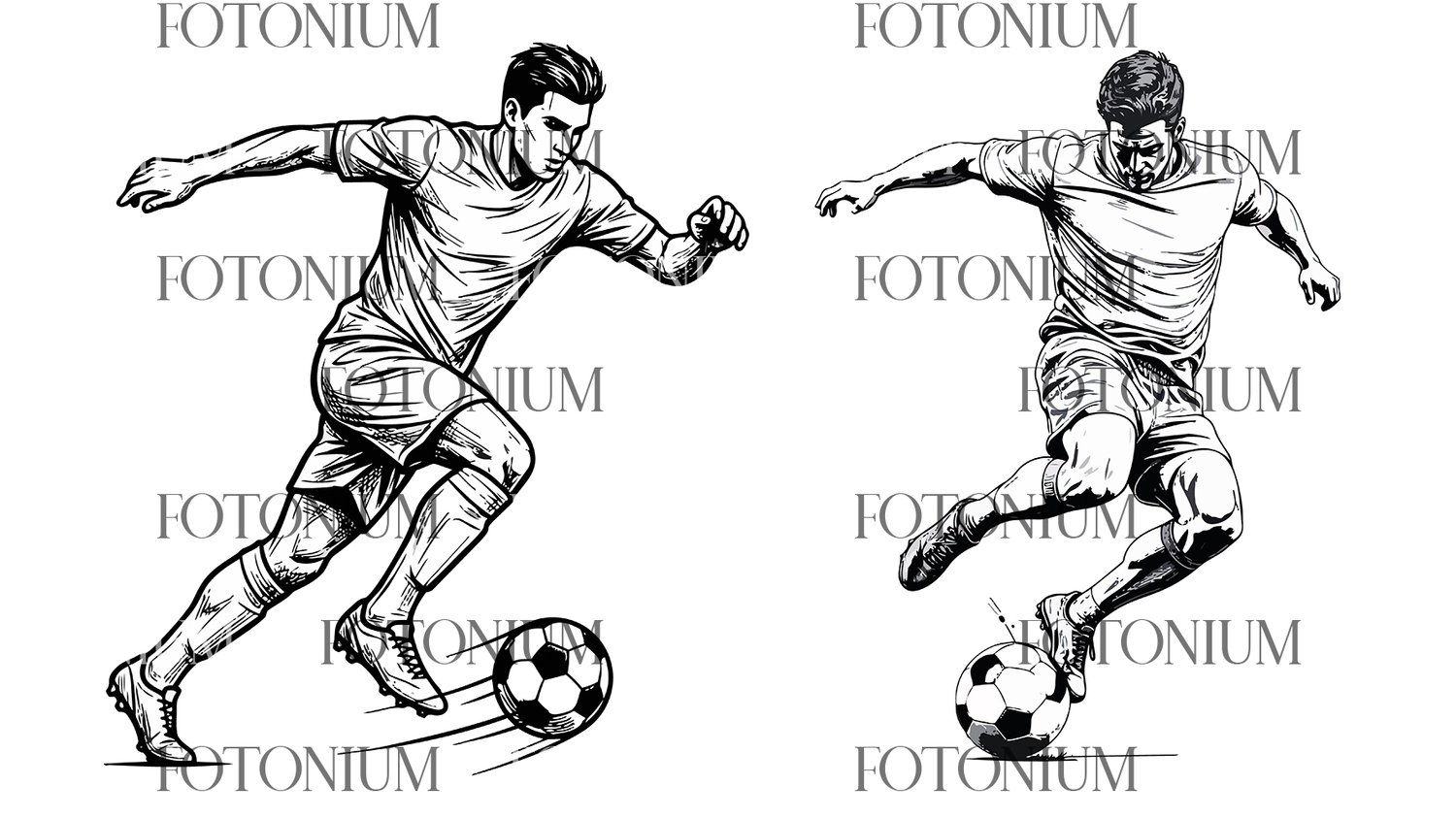 Vector Illustration of Soccer Player Sketch – Hand Drawn Football Action Illustration Line Art