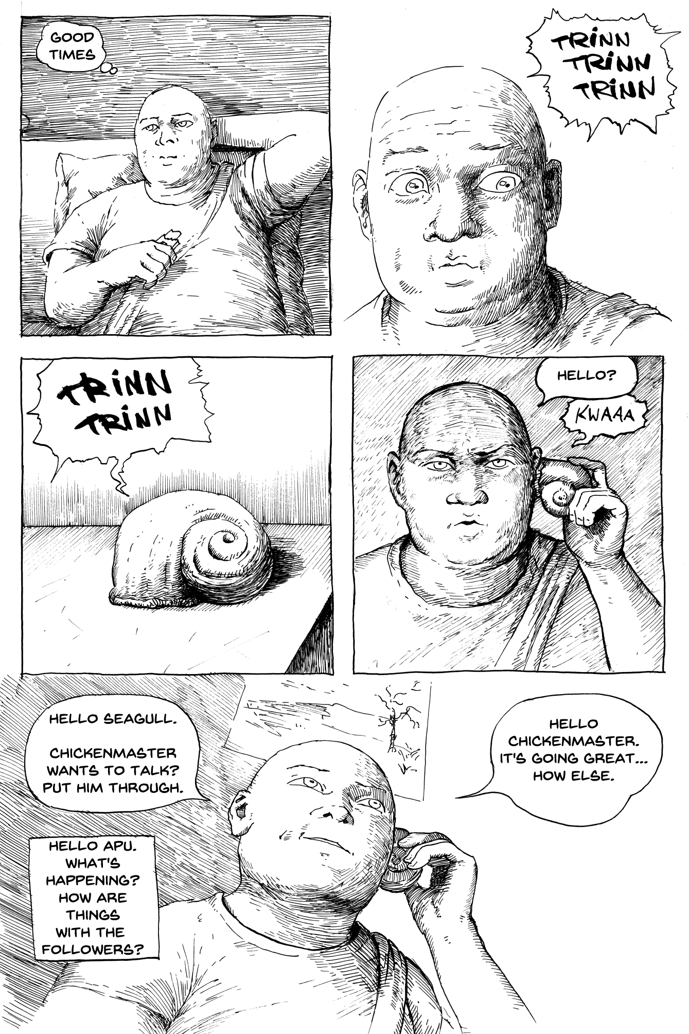 estonian comic book page done in ink in dark comedy style