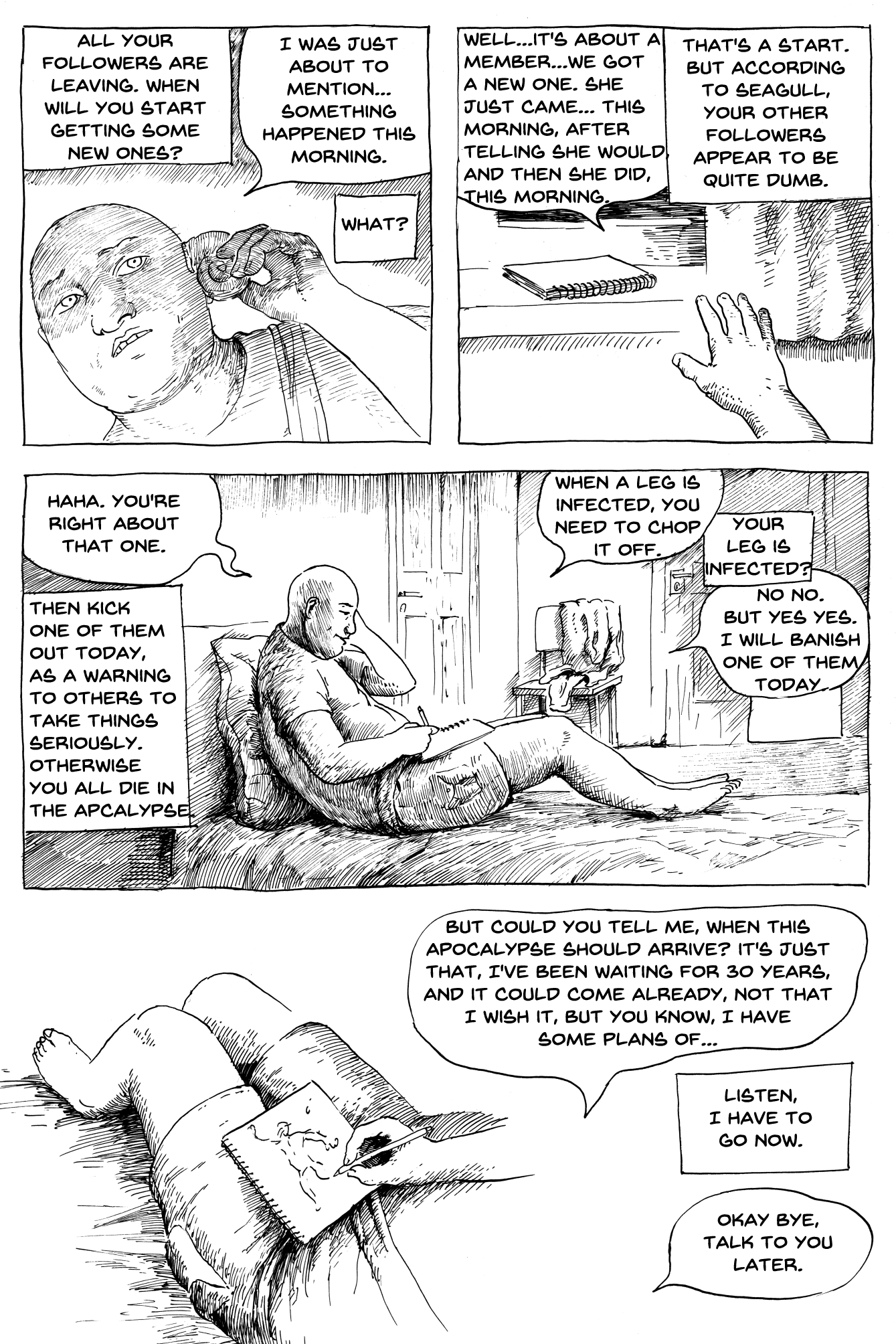estonian comic book page done in ink in dark comedy style