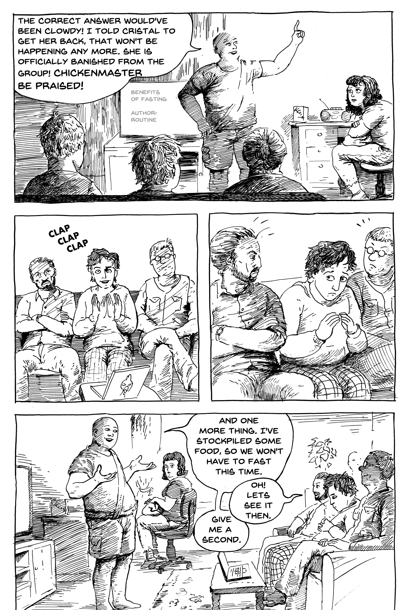 estonian comic book page done in ink in dark comedy style