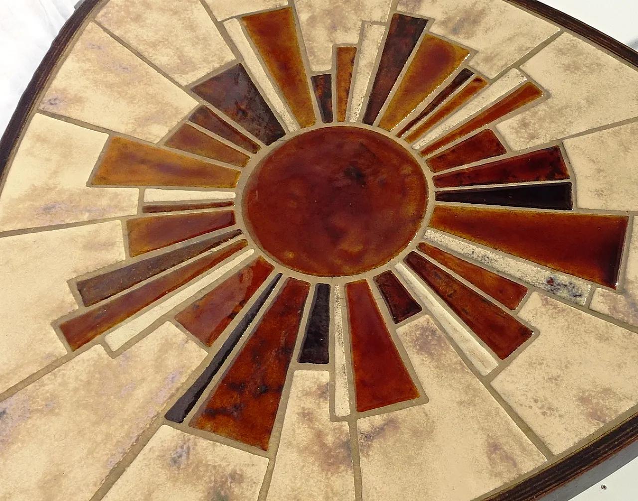 Vallauris Barrois triangular coffe table sunburst motif