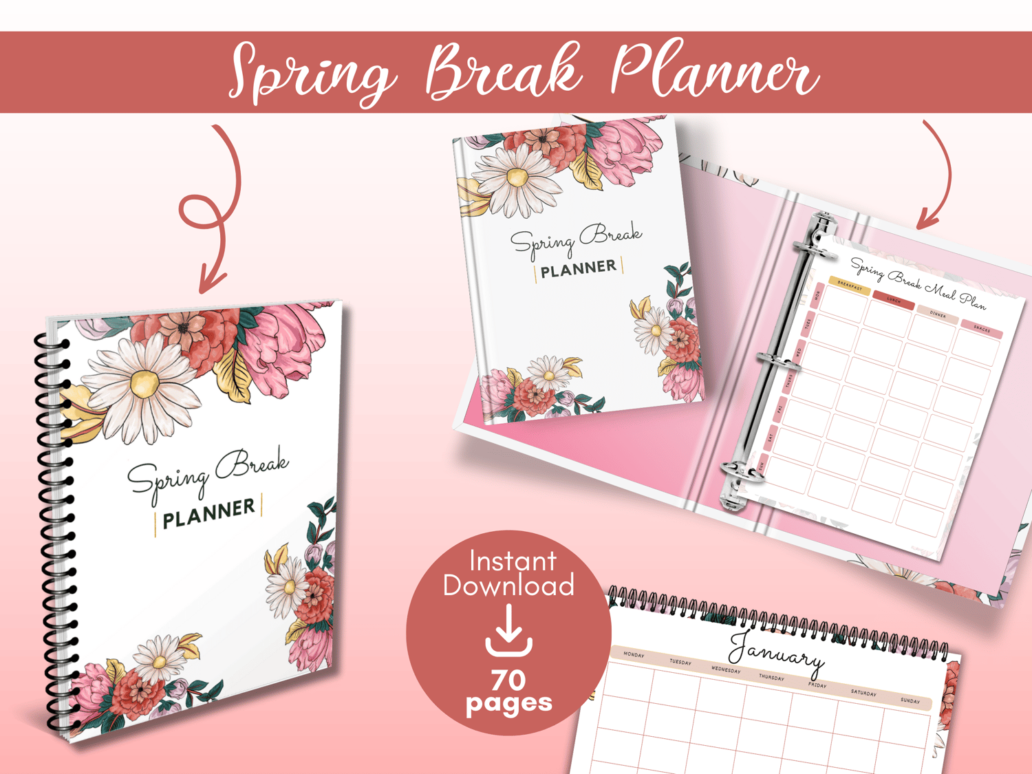 Spring Break Planner - Maroon - Payhip