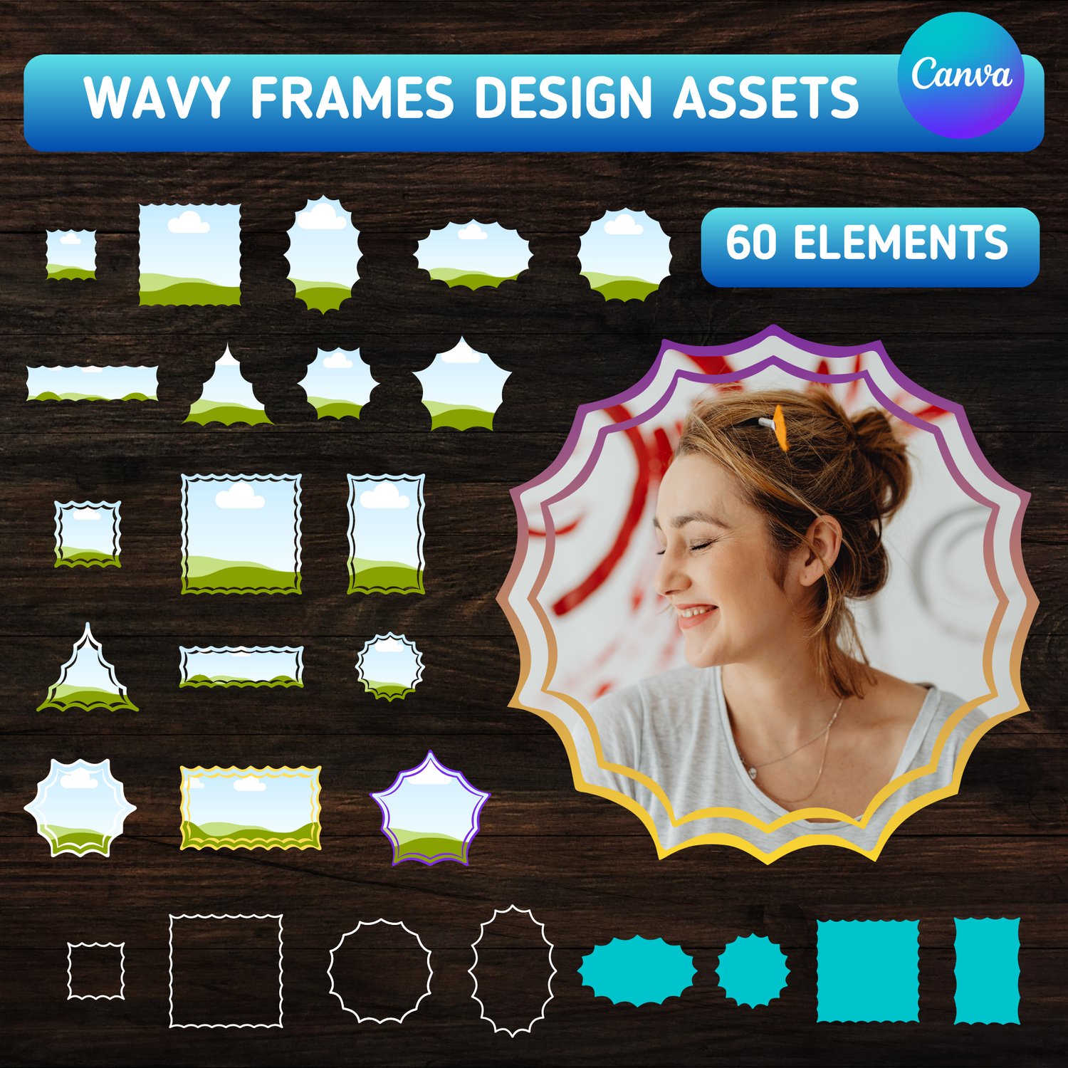 Wavy Canva Frames Bundle