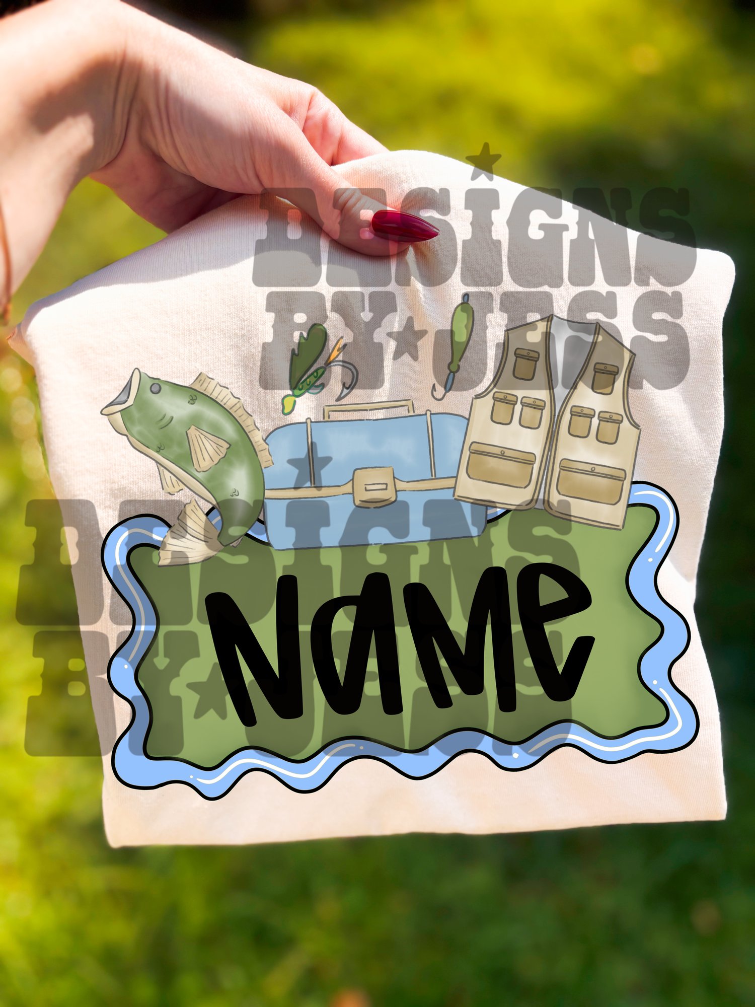 Blue fishing name plate - Payhip