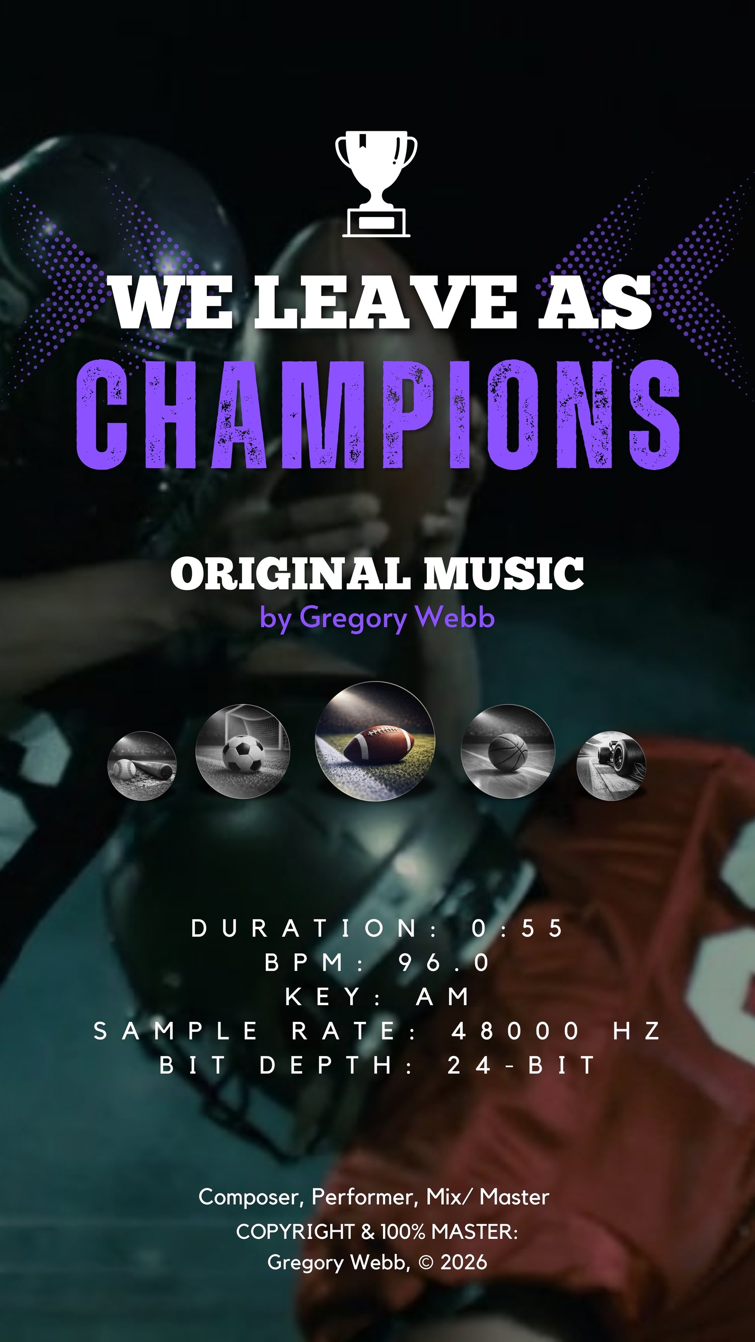 Royalty-free cinematic orchestral music with heroic strings, brass melodies, and marching percussion. Ideal for sports highlights, championship edits, and emotional storytelling projects.