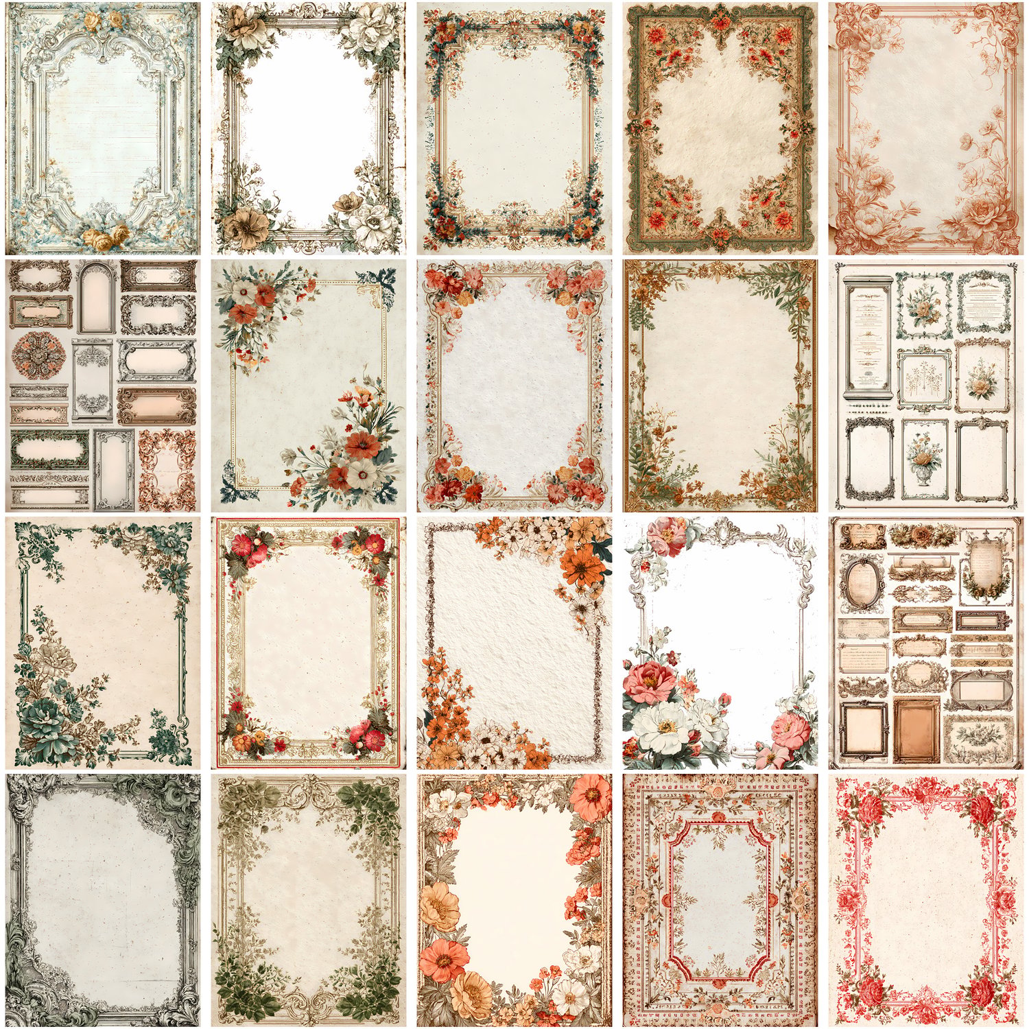 Vintage Ephemera Papers Bundle, Junk Journal Kit with Fussy Cuts Tags ...
