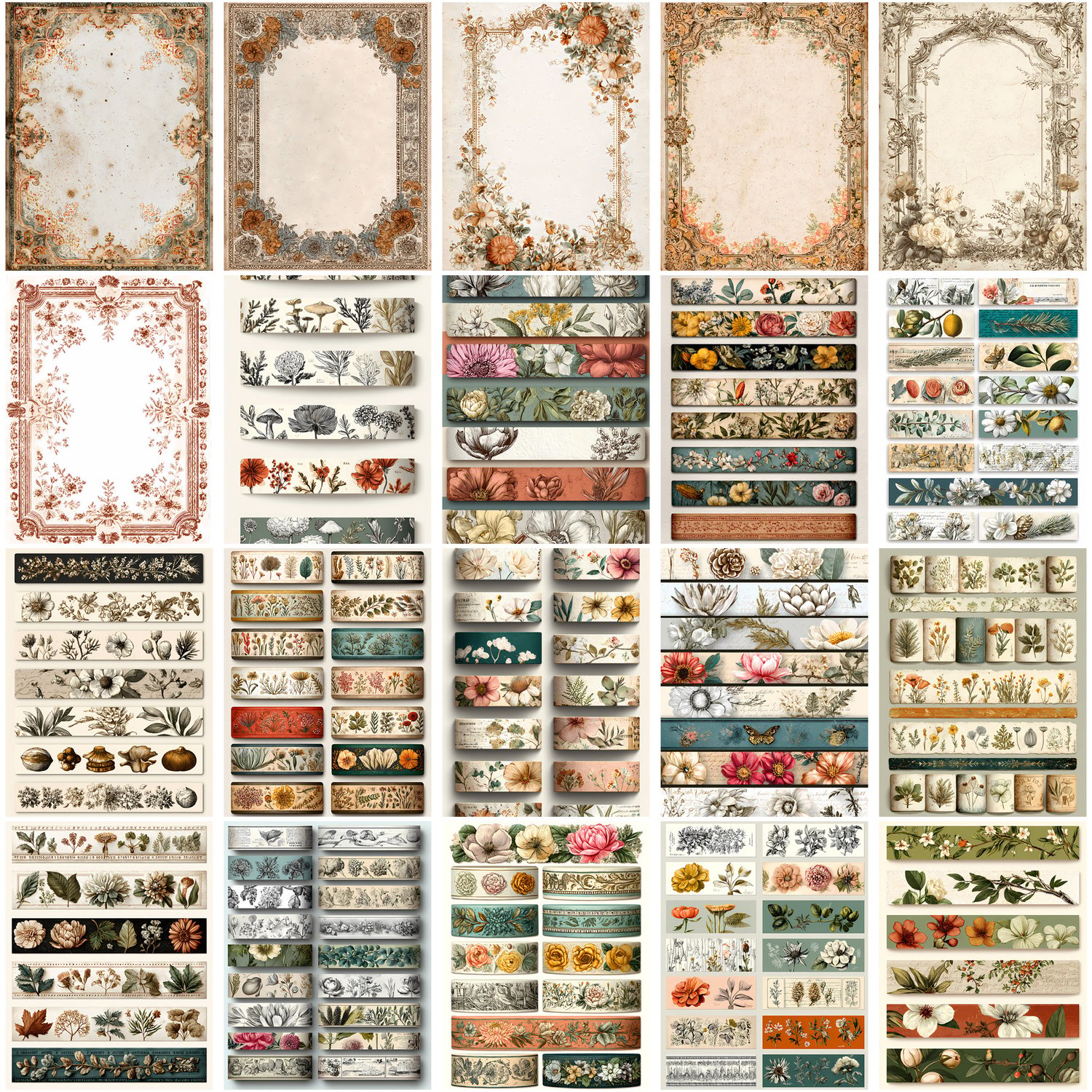 Vintage Ephemera Papers Bundle, Junk Journal Kit with Fussy Cuts Tags ...