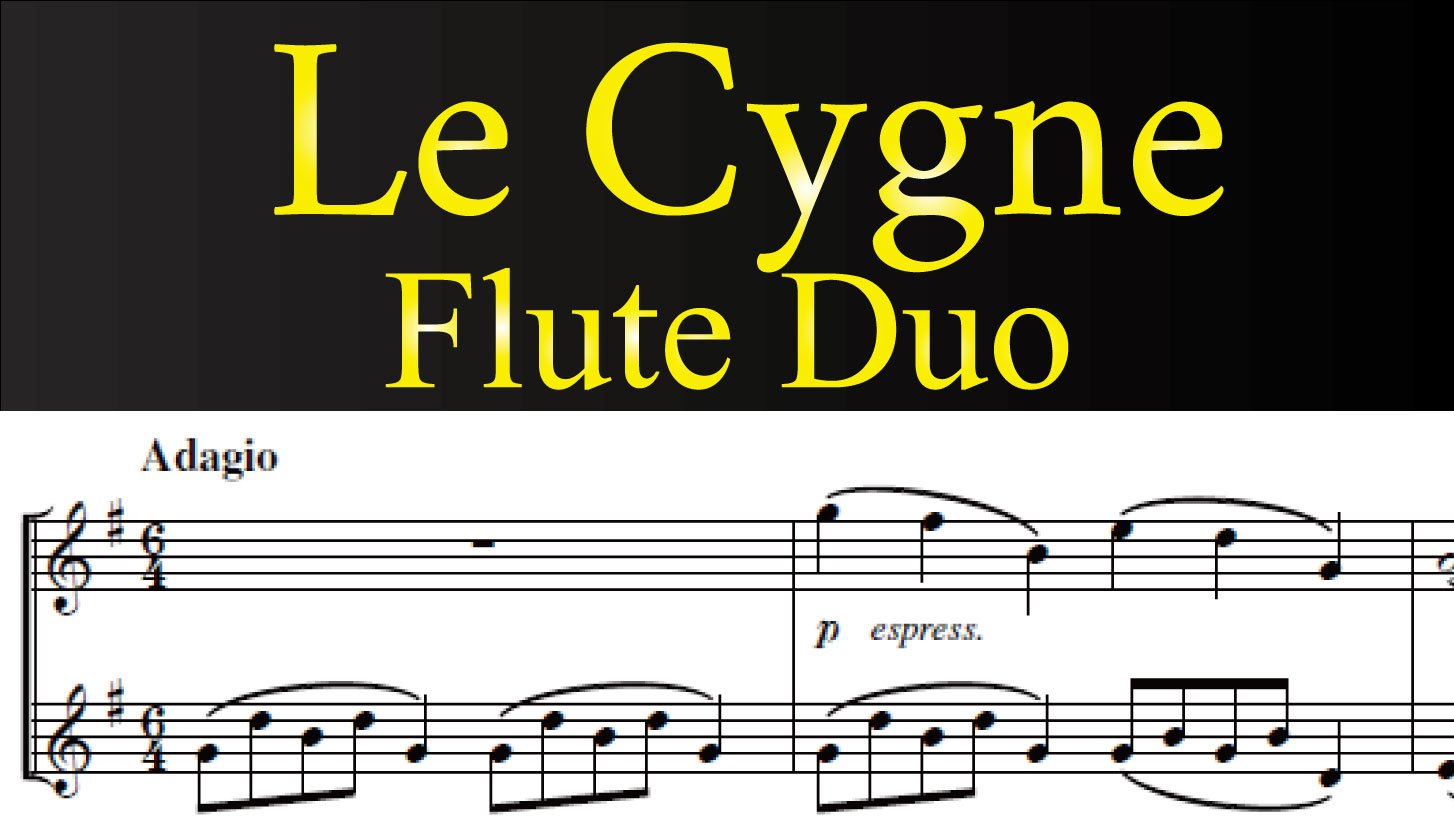 The Swan by Camille Saint-Saëns – flute duet sheet music PDF for two flutes, no piano required