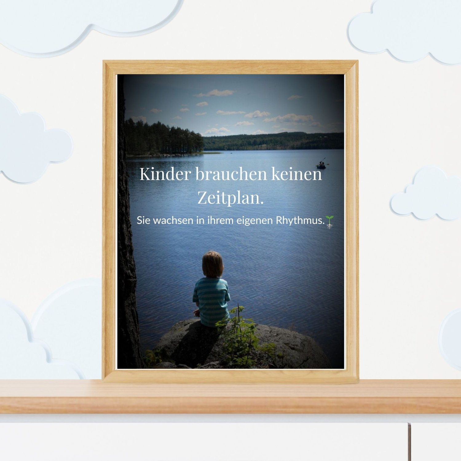 Foto-Poster Kinderzimmer – Kind am See, selbstbestimmtes Lernen, Tragweite