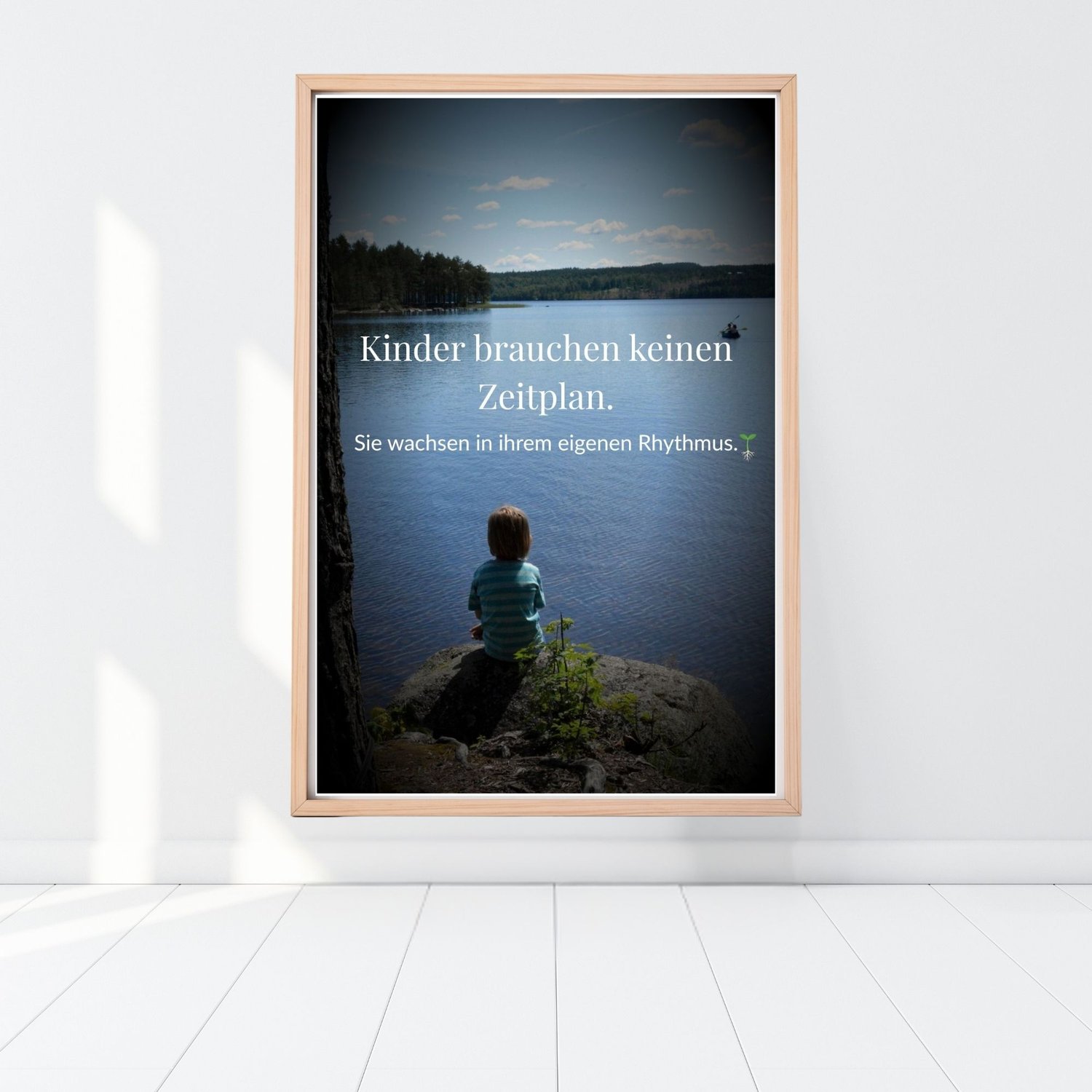 Druckbares Foto-Poster Boden Holzrahmen – Kinder brauchen keinen Zeitplan, Tragweite