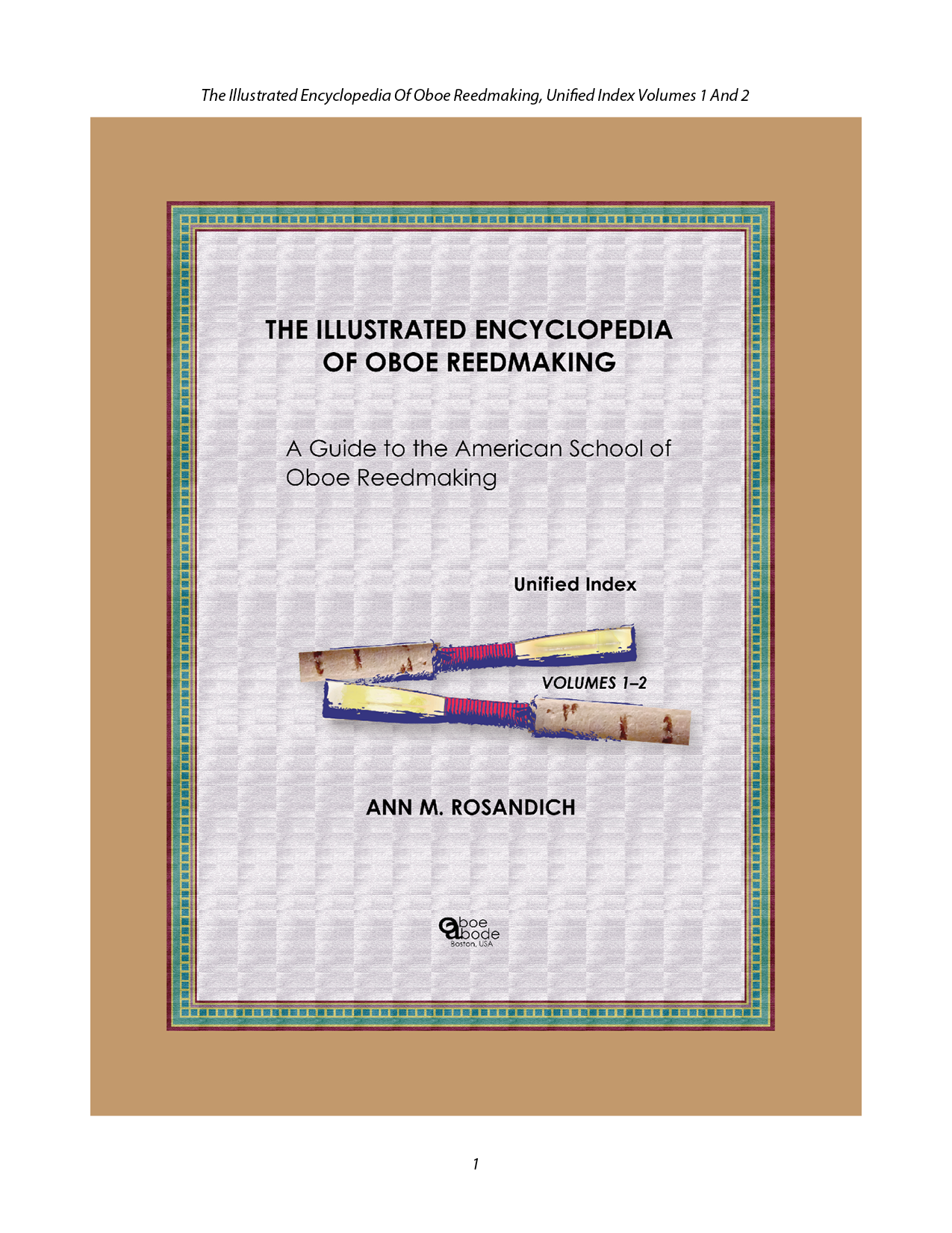 unified index illustrated encyclopedia of oboe reedmaking