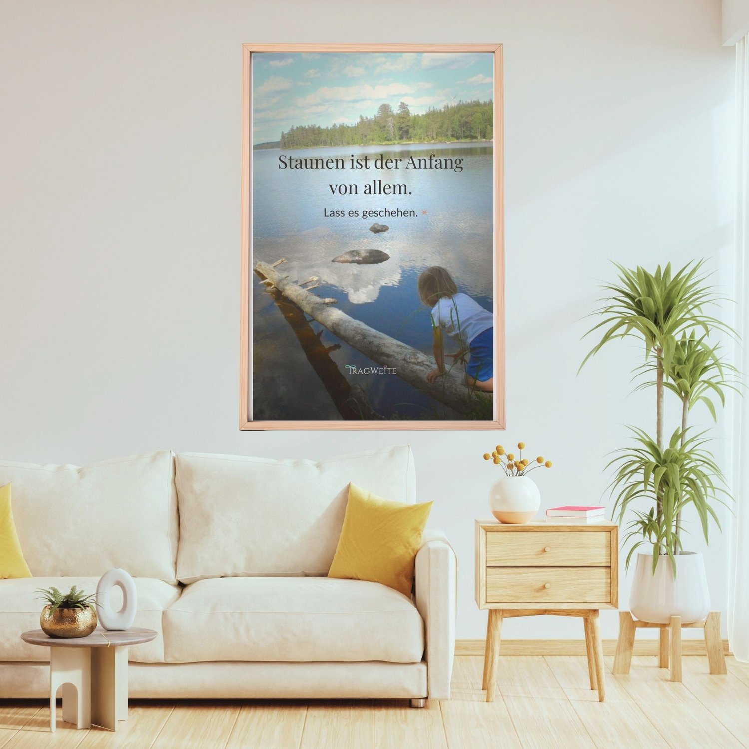 Druckbares Foto-Poster Freilernen Wohnzimmer – Staunen ist der Anfang, Tragweite