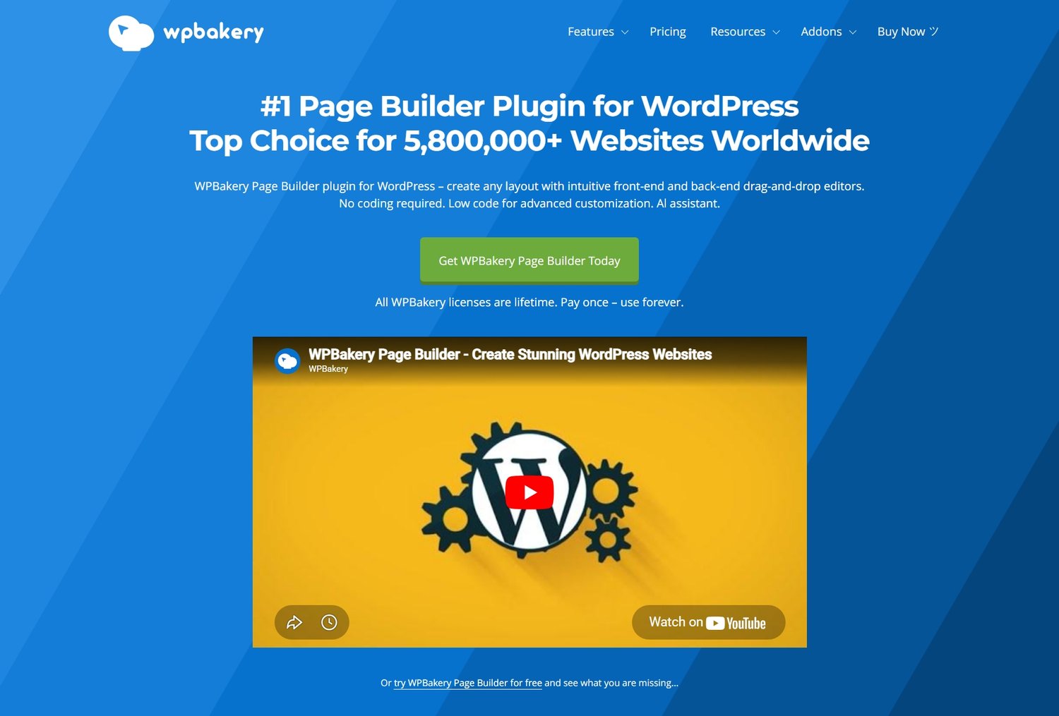 WPBakery WordPress plugin for drag and drop website building