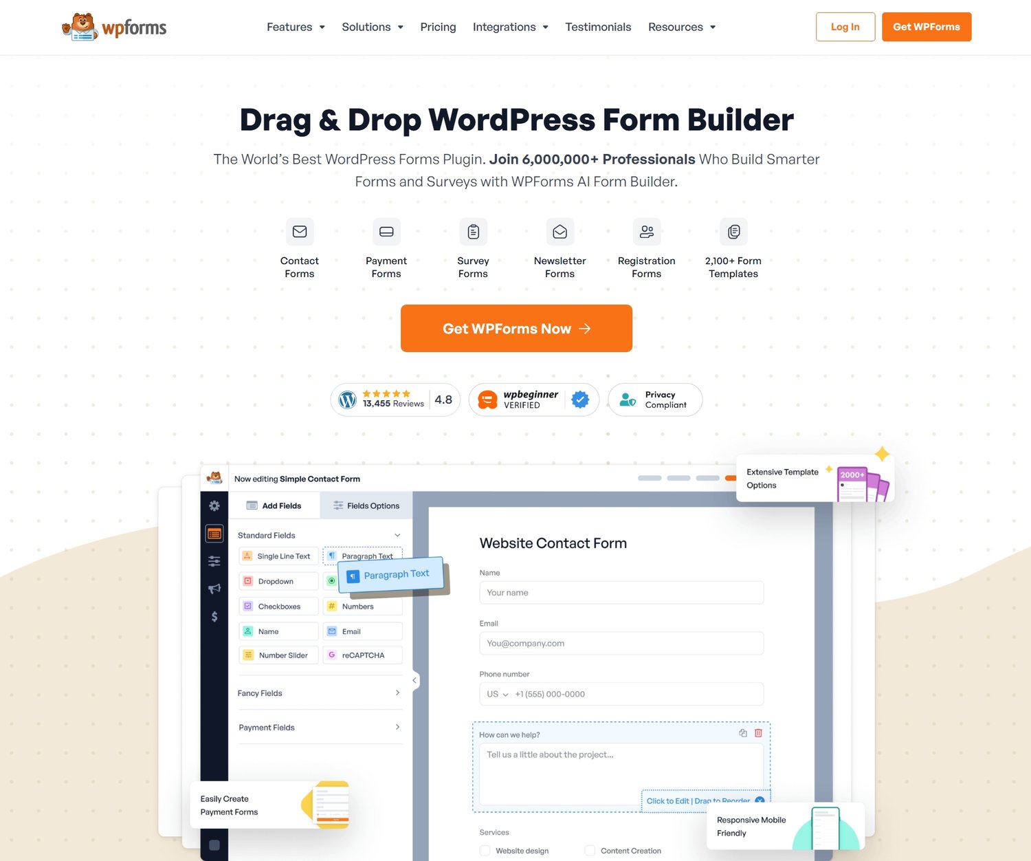 WPForms WordPress plugin for creating high-converting lead capture forms