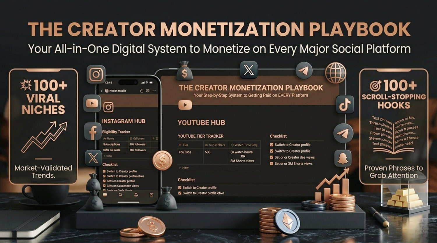 The Creator Monetization Playbook Plus 100 Viral Niches and 100 Viral ...