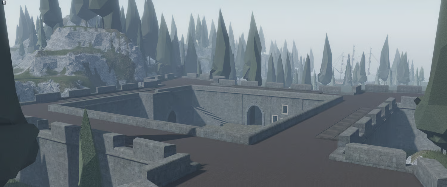 Roblox stone fortress coastal environment