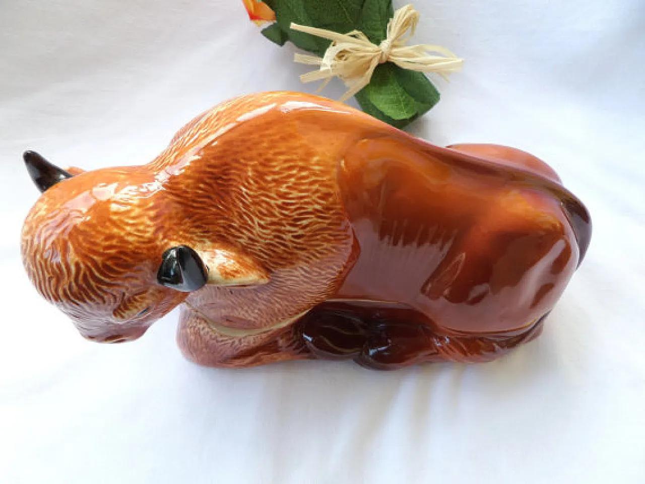 French Bison Buffalo Faience Tureen – Michel Caugant