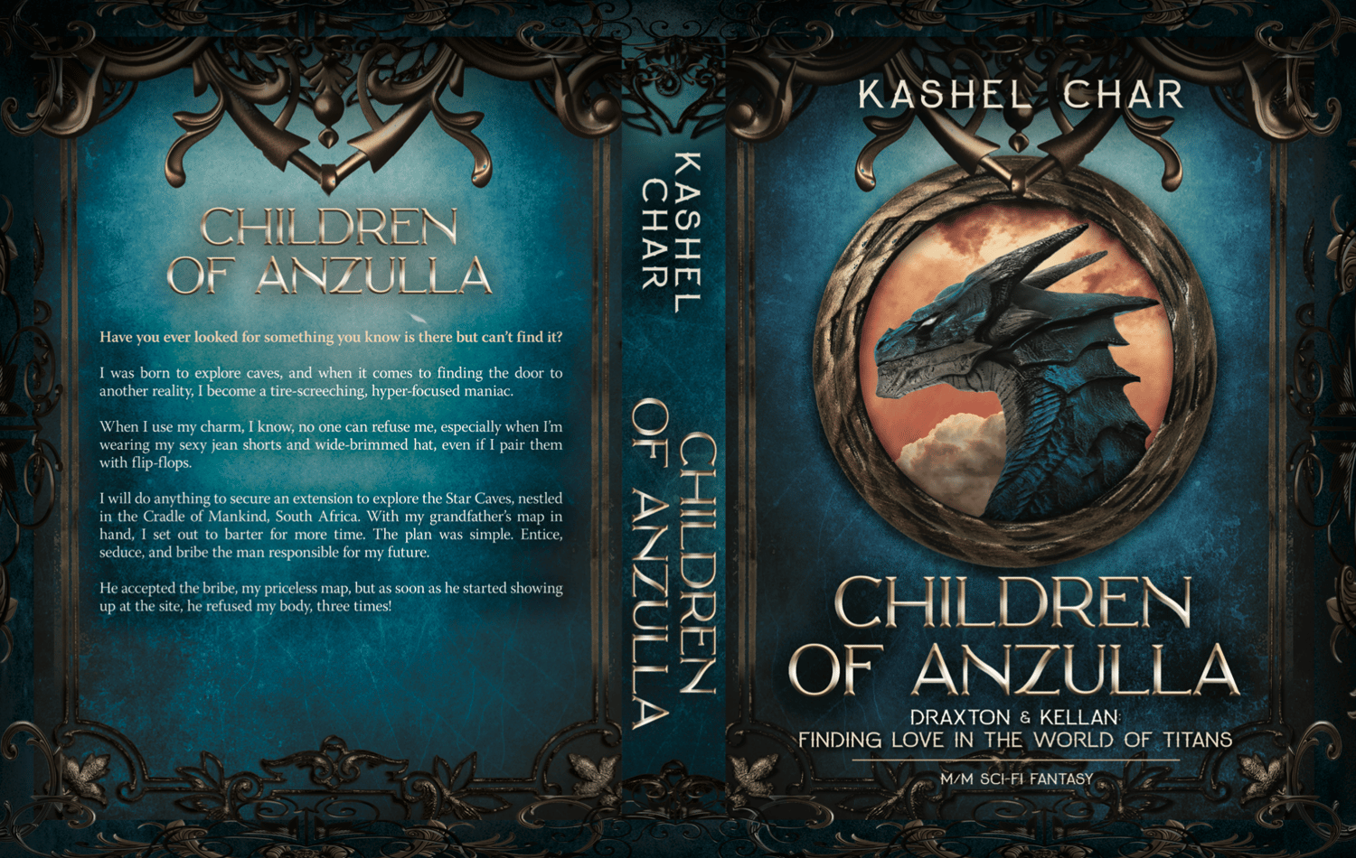 New Cover: Children of Anzulla by Kashel Char. Dragon head Green and Gold