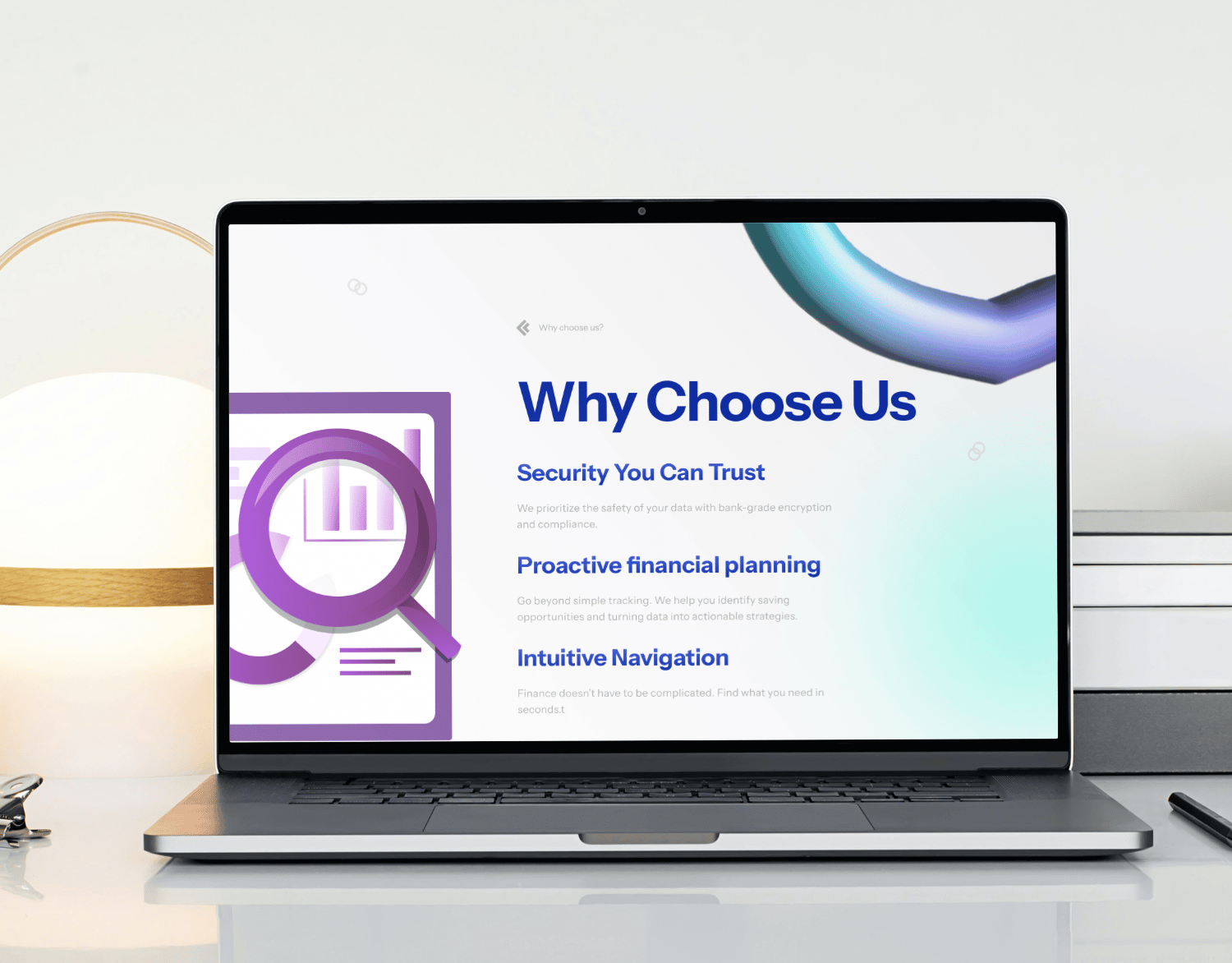 finance management landing page template design code