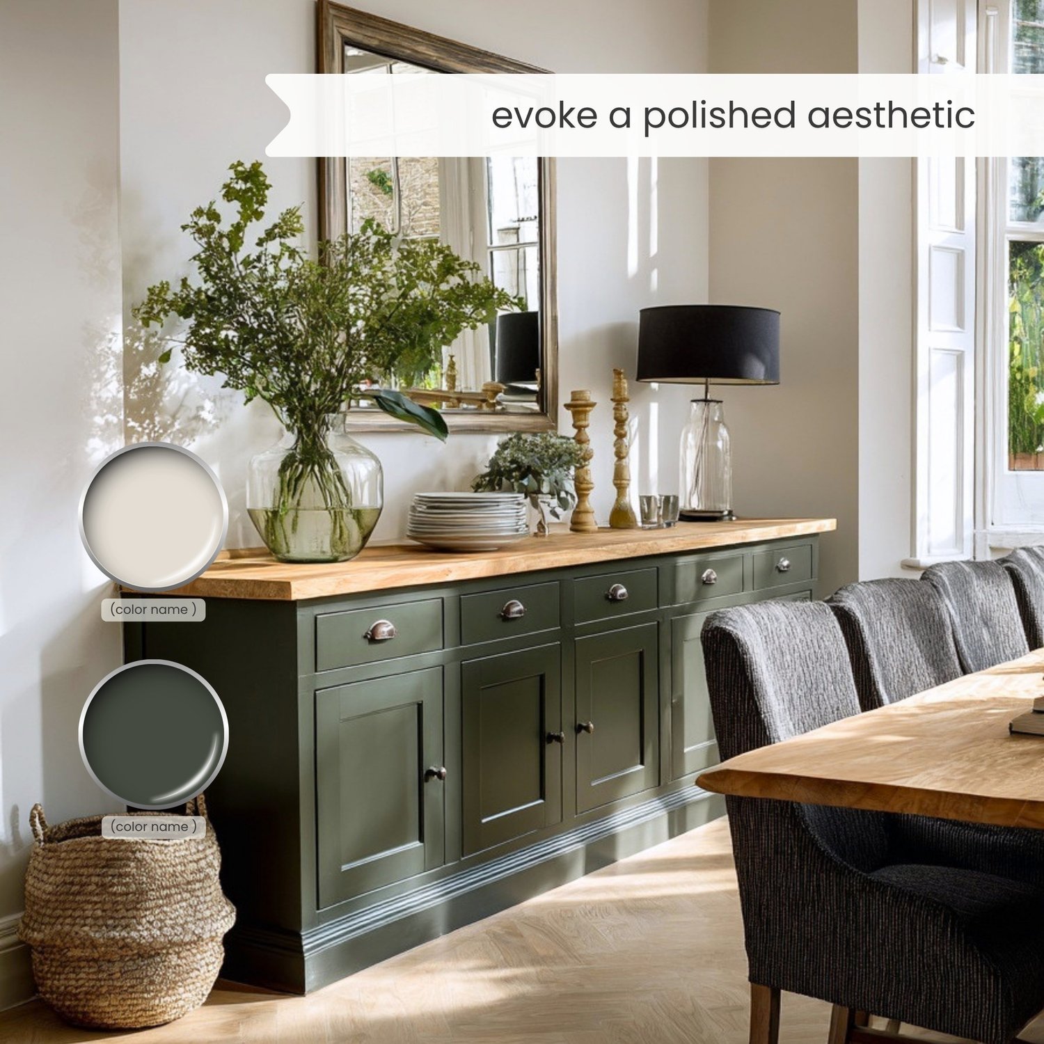 A dark cottagecore color palette with Sherwin Williams paints. The moody cottagegore, eclectic jewel tone color scheme includes white, beige, green, blue, mauve, burgundy, terracotta, brown and black. Curated and designed by Lavenia Shash
