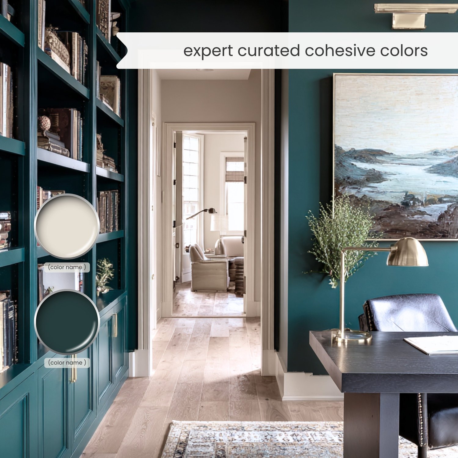 A dark cottagecore color palette with Sherwin Williams paints. The moody cottagegore, eclectic jewel tone color scheme includes white, beige, green, blue, mauve, burgundy, terracotta, brown and black. Curated and designed by Lavenia Shash
