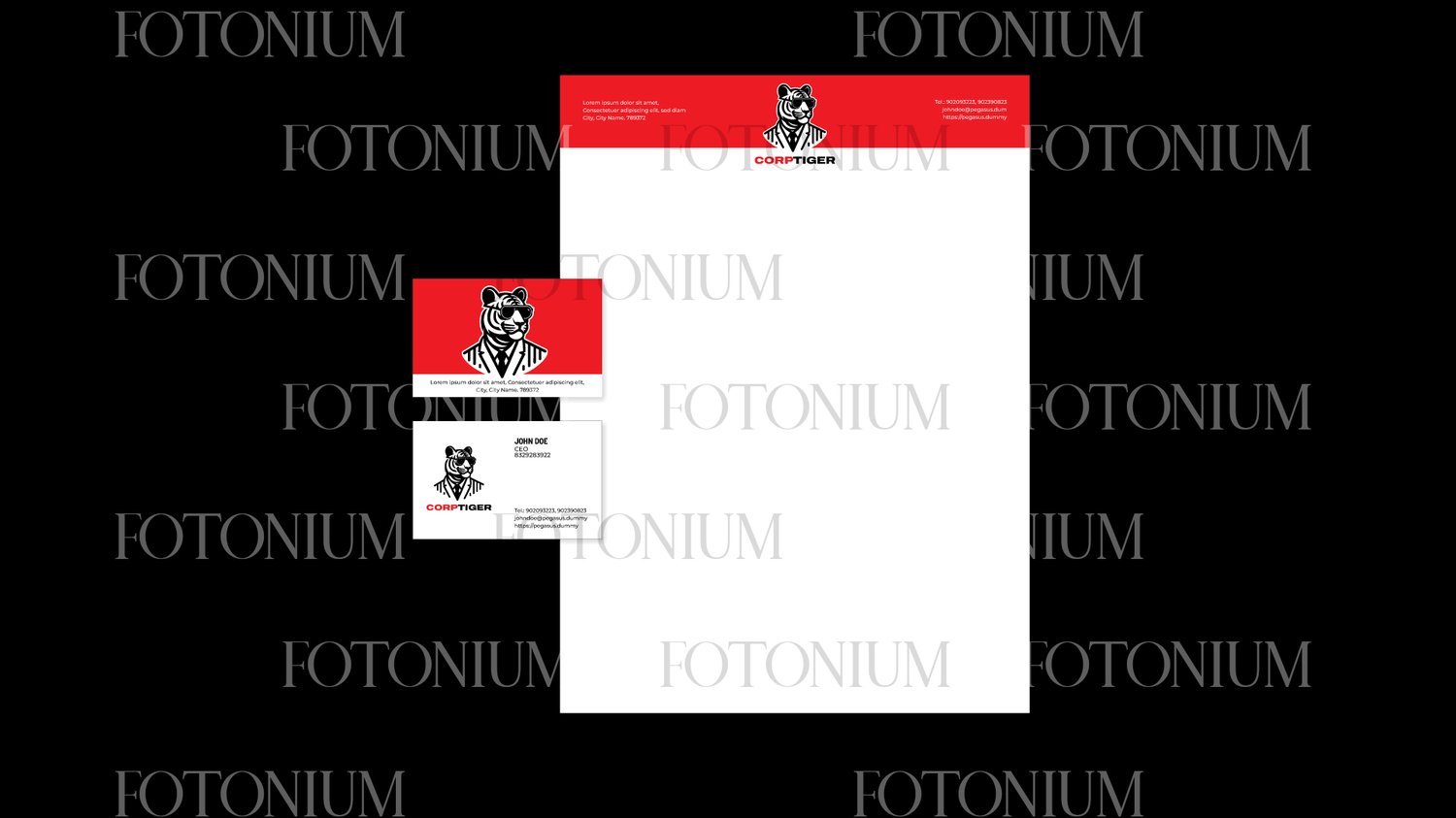 Corporate Tiger Brand Identity Kit – Logo, Stationery, Merch & App Icon Design – Modern Mascot Branding Bundle