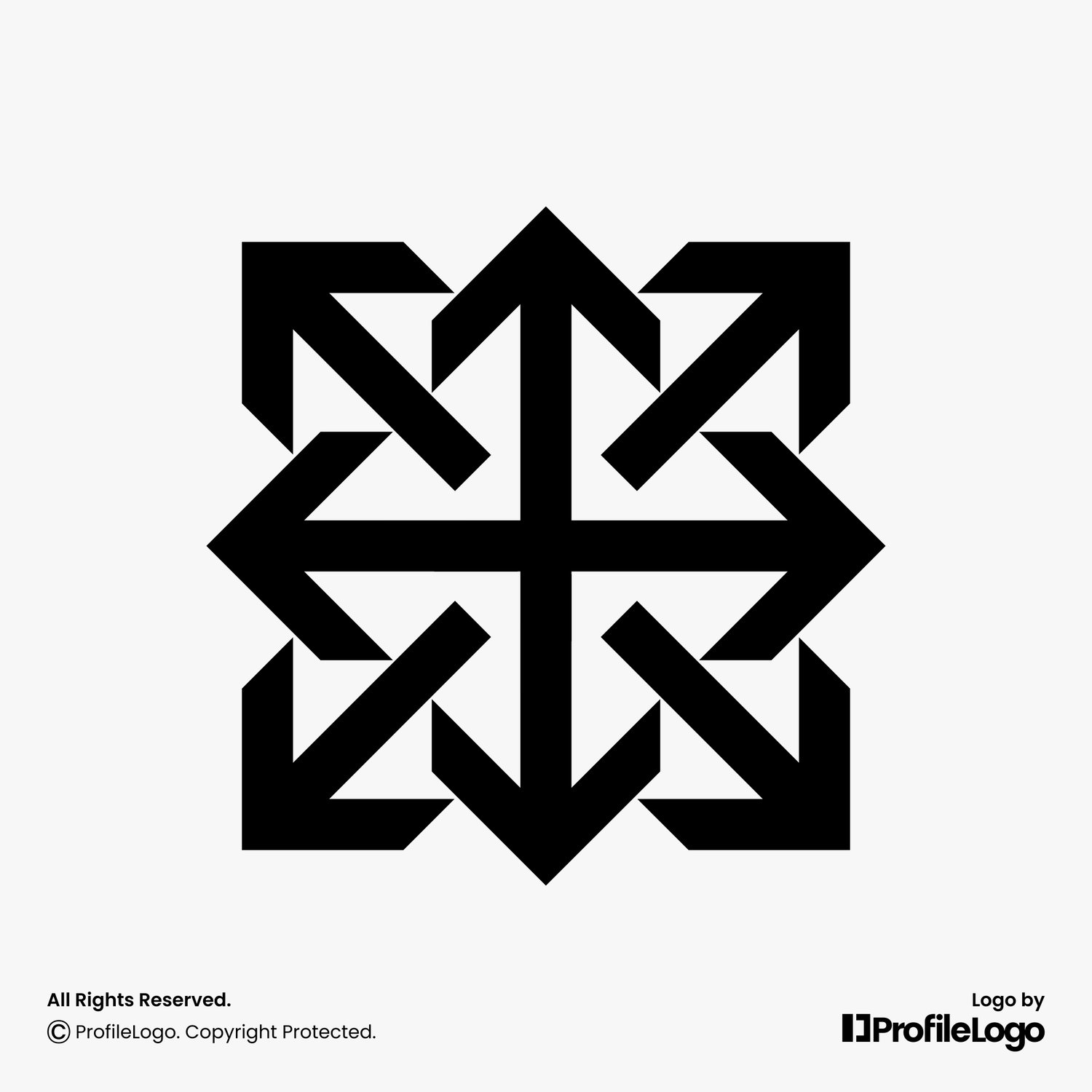Square compass arrow direction logo for sale by ProfileLogo with light grey background