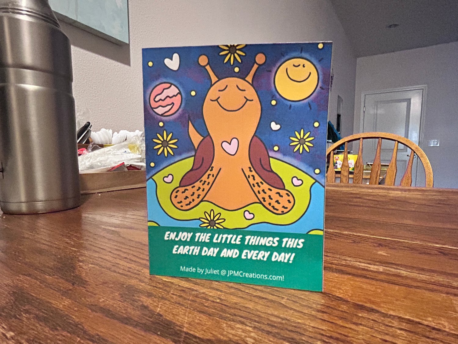 Cute Snail Shell-ebrates Earth Day Tent Postcard (Front)