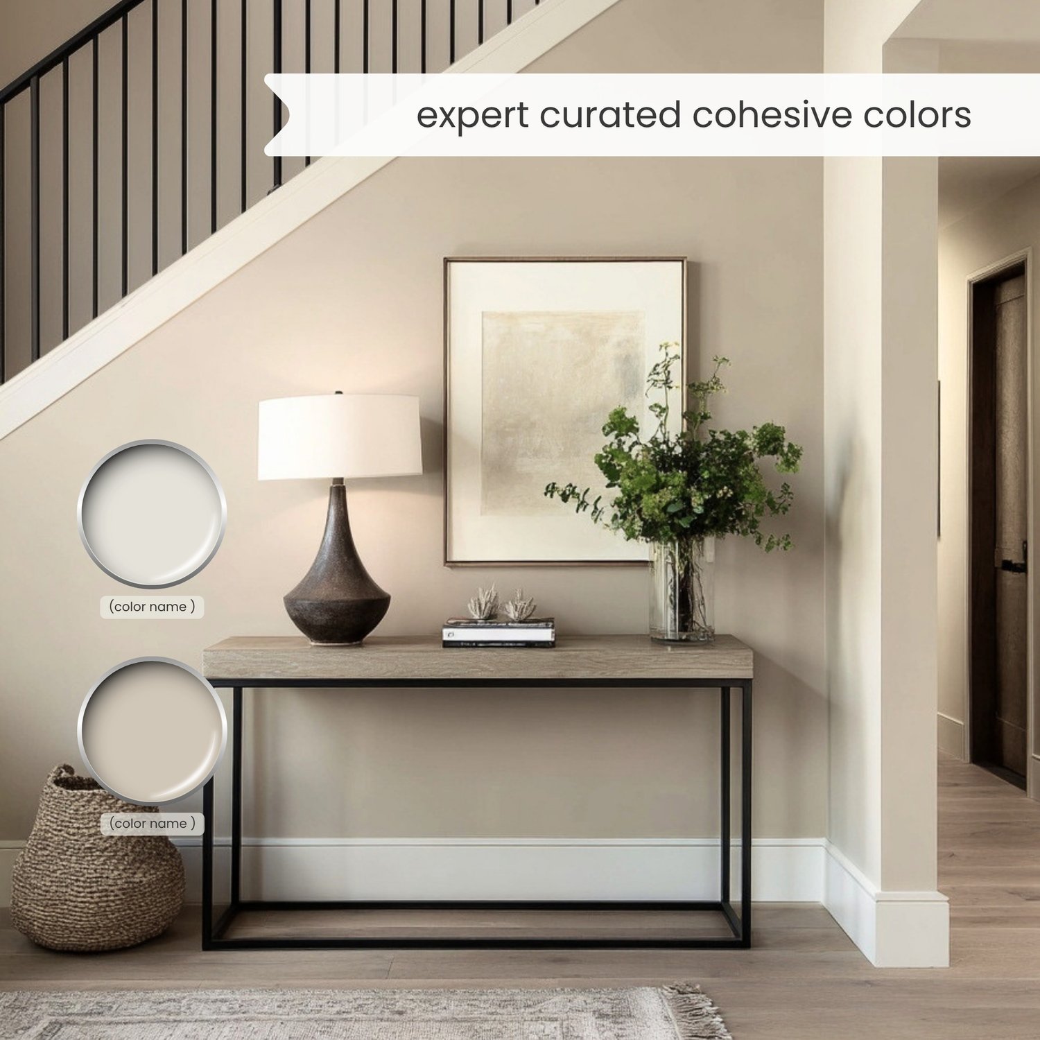 A Modern Mountain color palette with Sherwin Williams paint scheme. Organic earth tones for home interior.