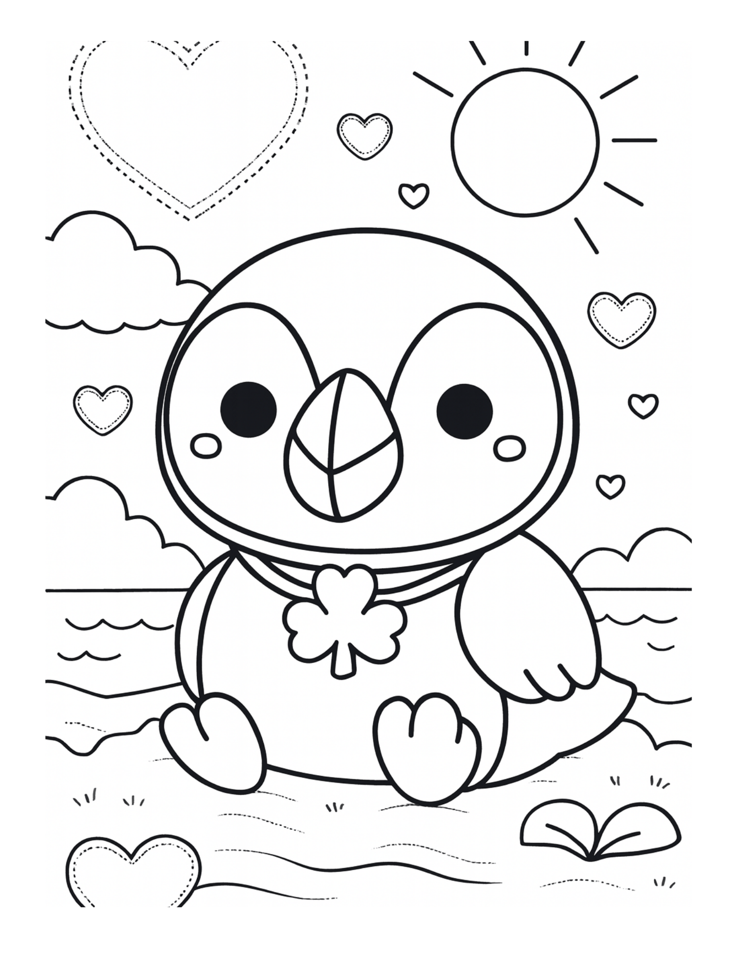Kawaii Valentine Pocket Coloring Pack #2 — Detailed 5 Pages - Payhip