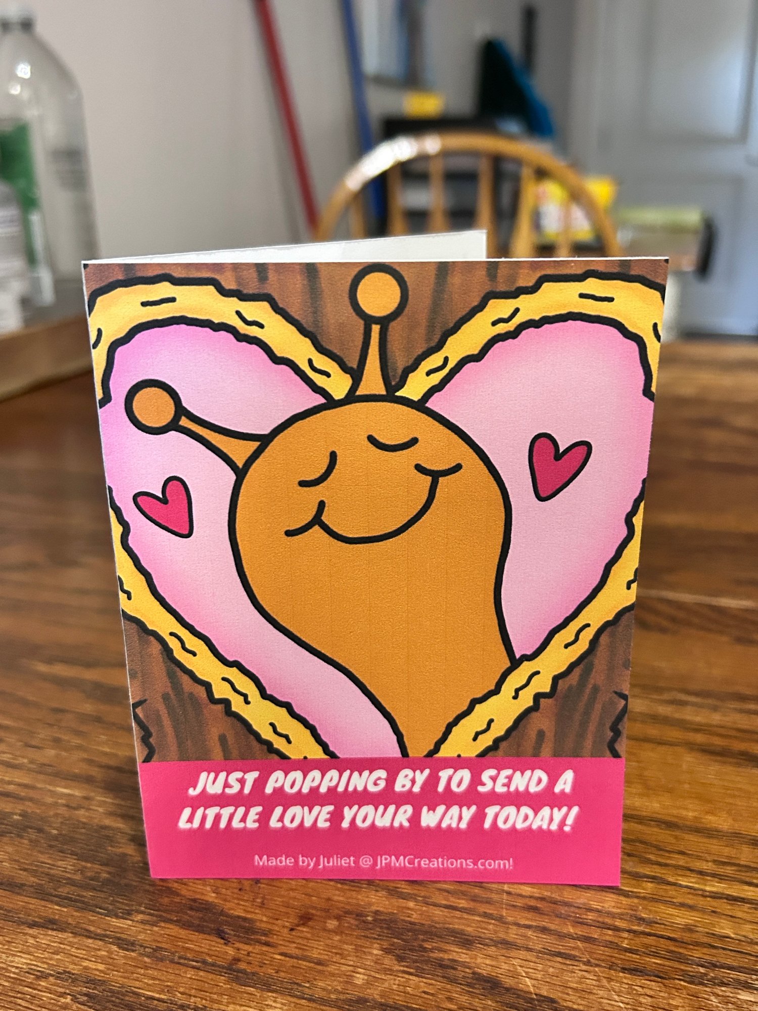 Cute Snail Heart Tree Coloring Postcard (front)