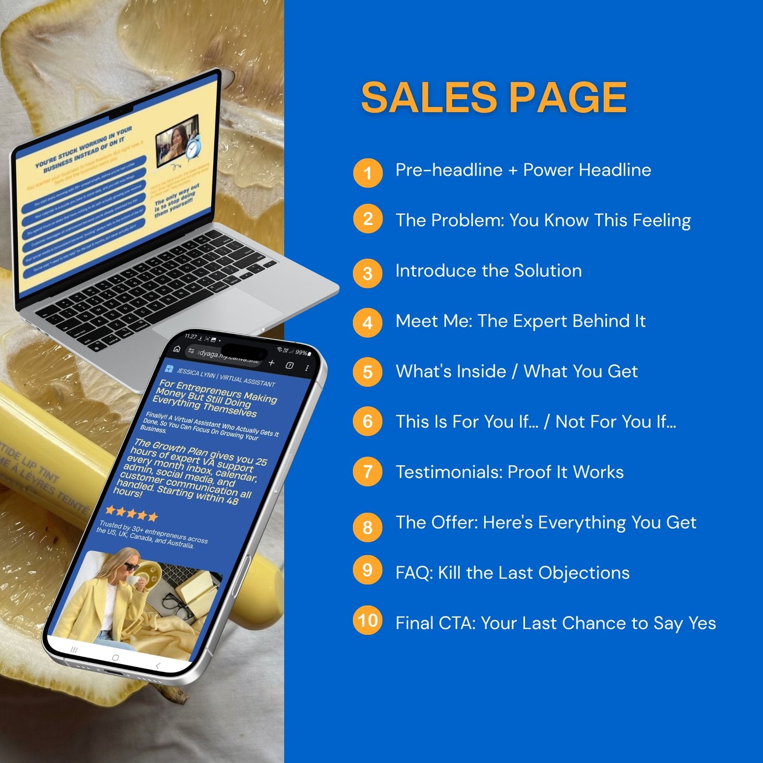 Laptop and Smartphone Website Design Mockup with Yellow and Blue Color