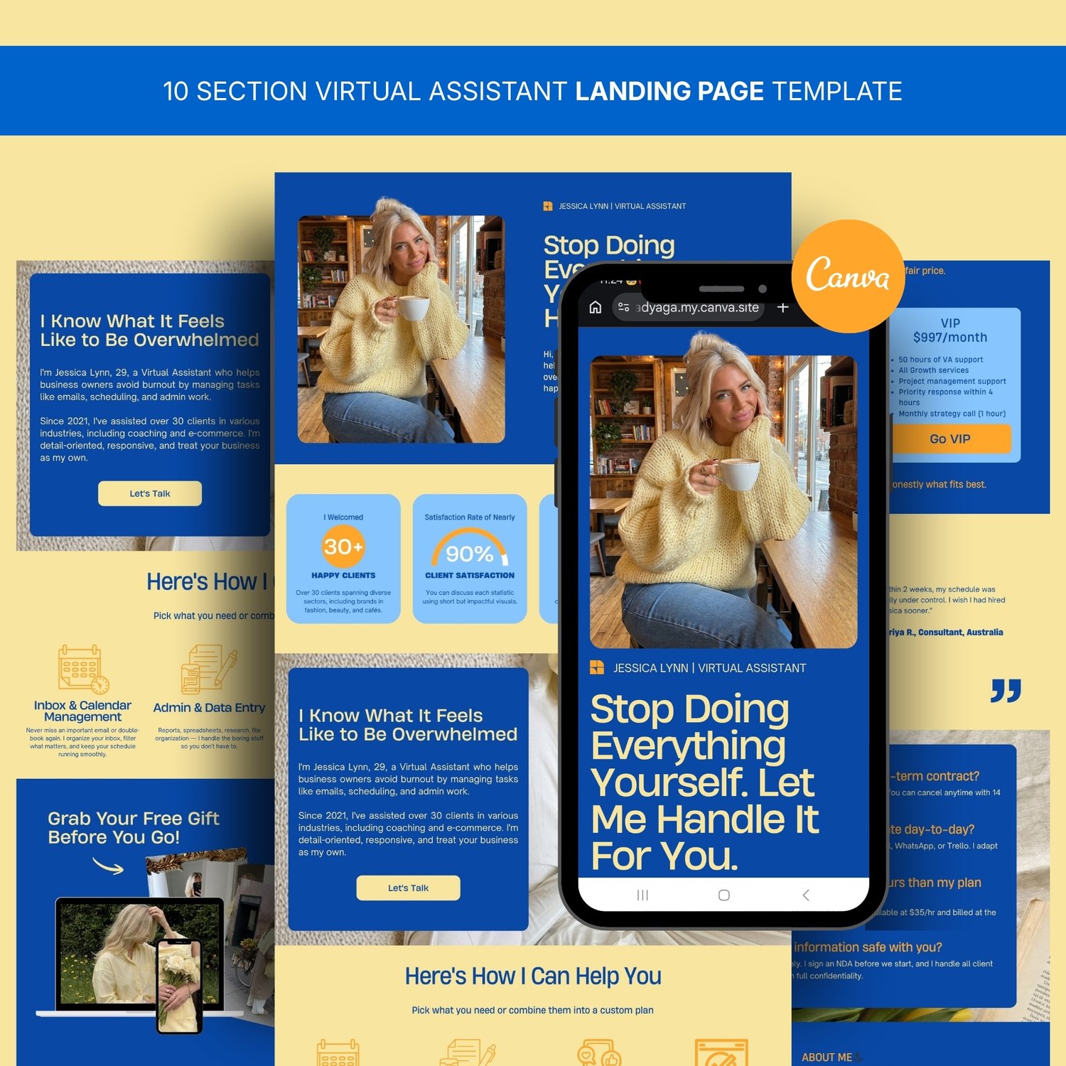Laptop and Smartphone Website Design Mockup with Yellow and Blue Color
