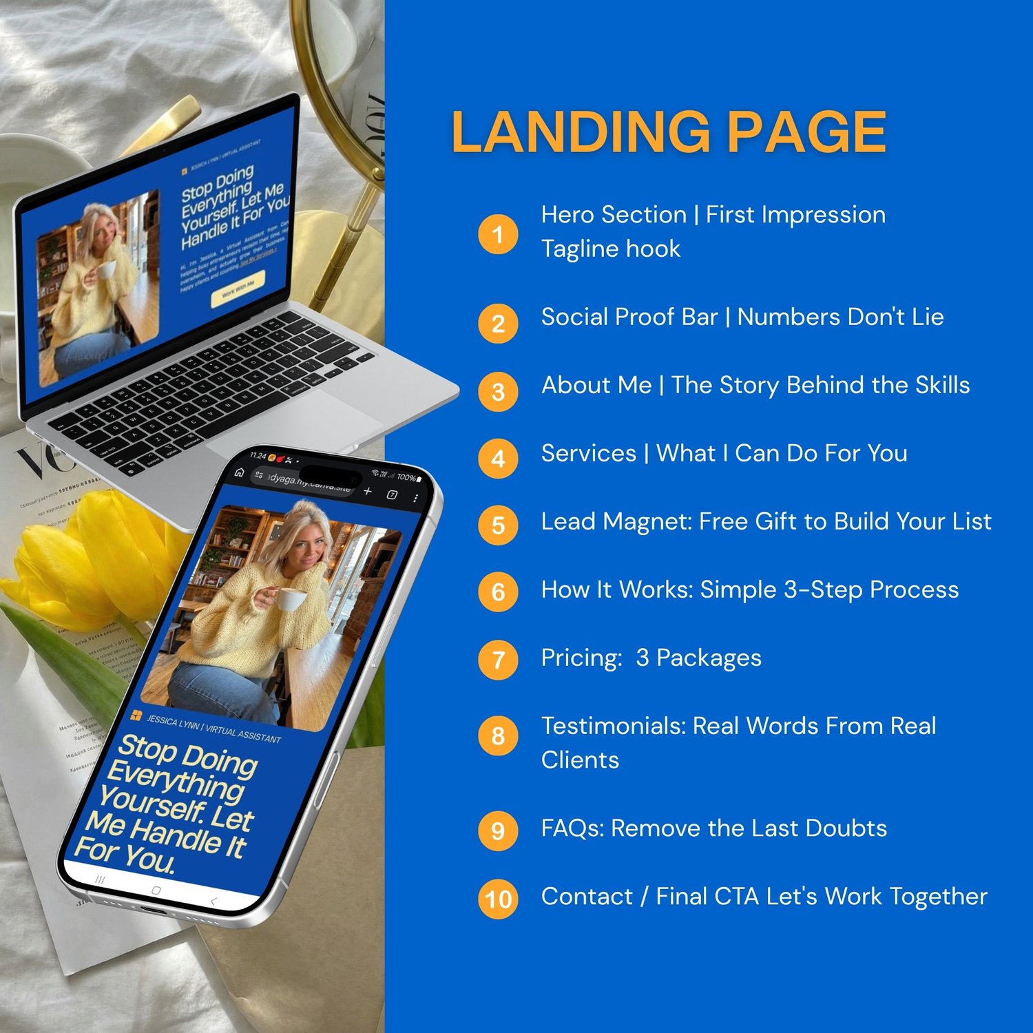 Laptop and Smartphone Website Design Mockup with Yellow and Blue Color