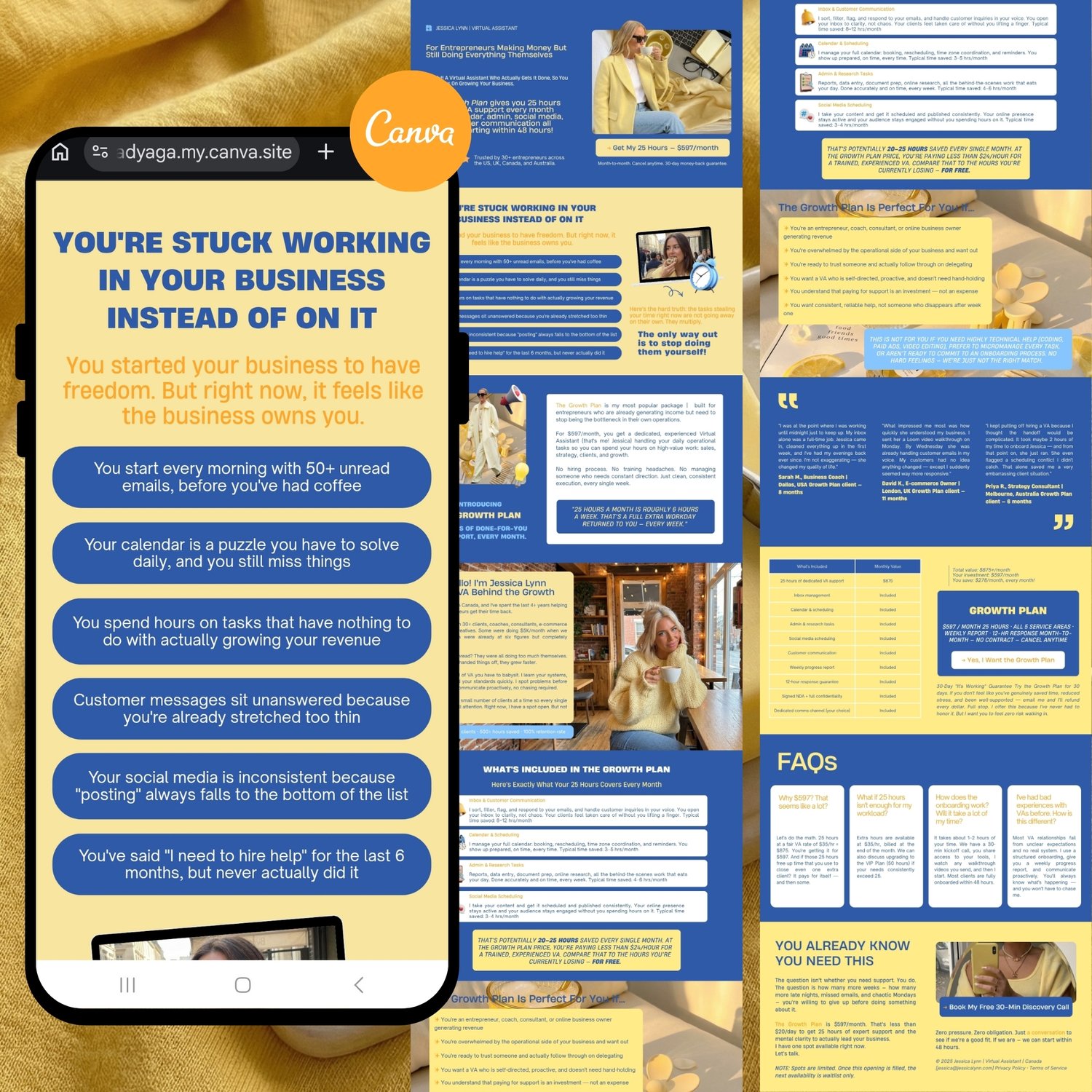 Laptop and Smartphone Website Design Mockup with Yellow and Blue Color