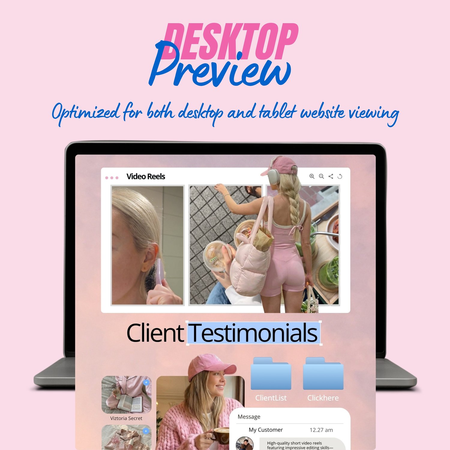 Pink and Blue Website Link in Bio Landing Page Design Canva